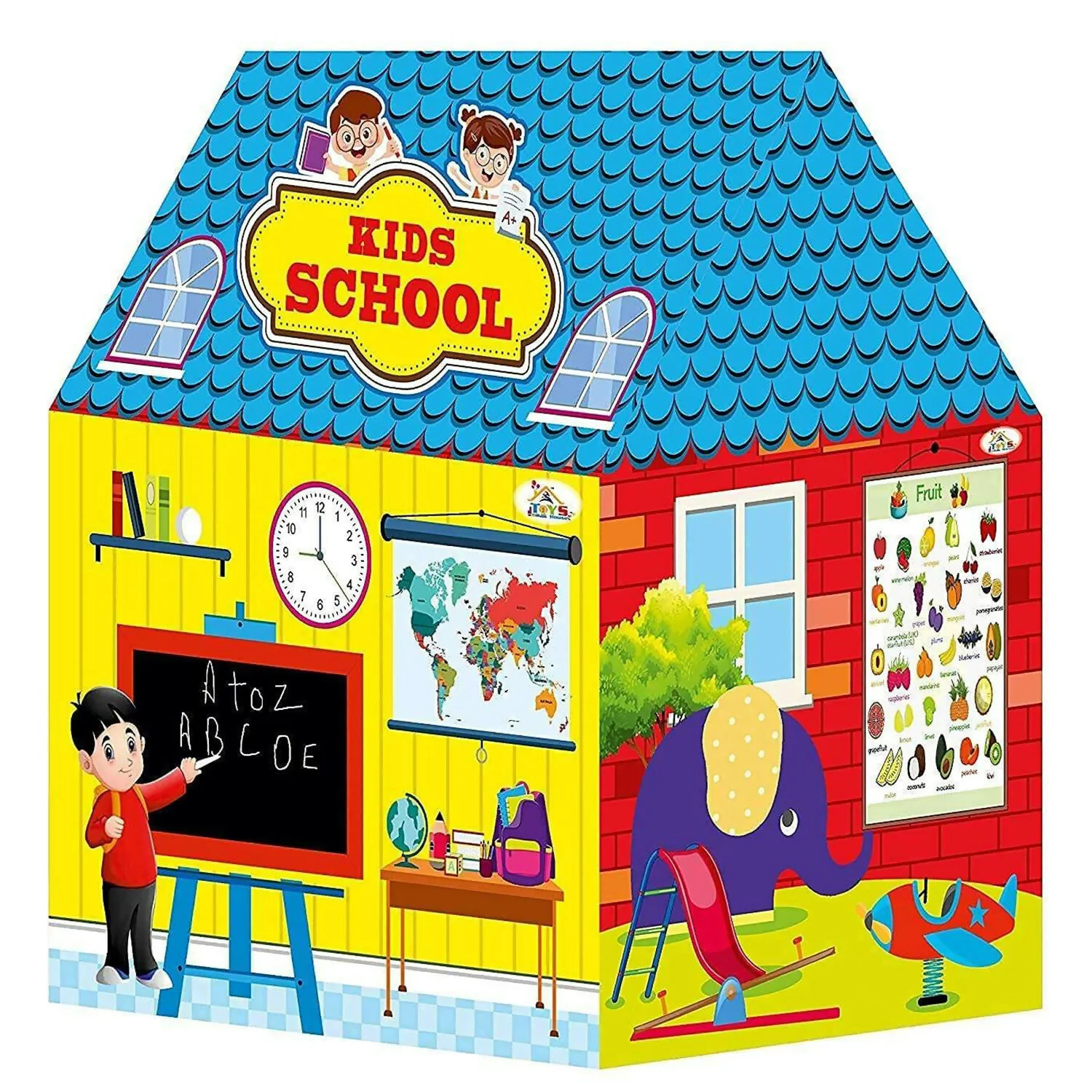 Kids School Play Tent House with Educational Charts & Blackboard Indoor Learning & Activity Play Tent for Children - Image 5
