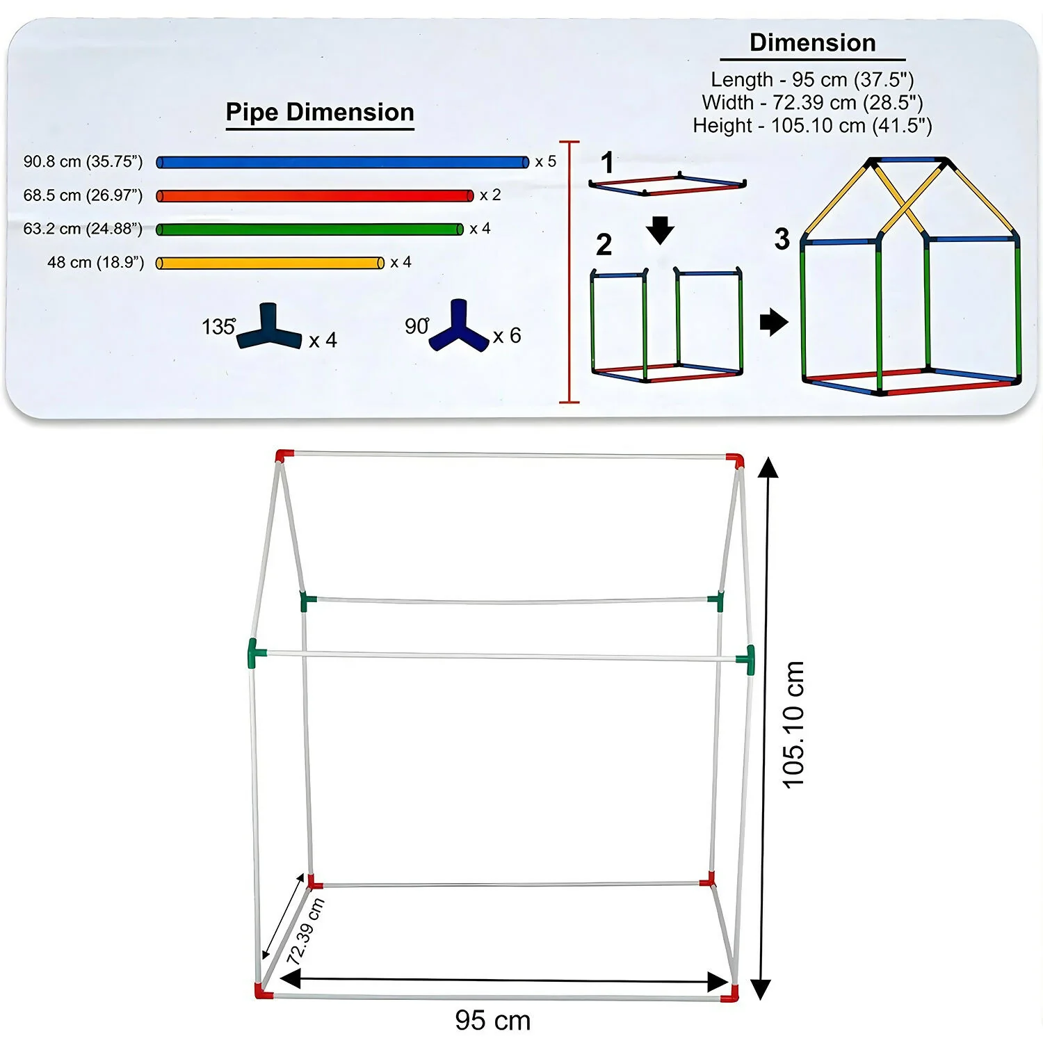 Kids School Play Tent House with Educational Charts & Blackboard Indoor Learning & Activity Play Tent for Children - Image 6
