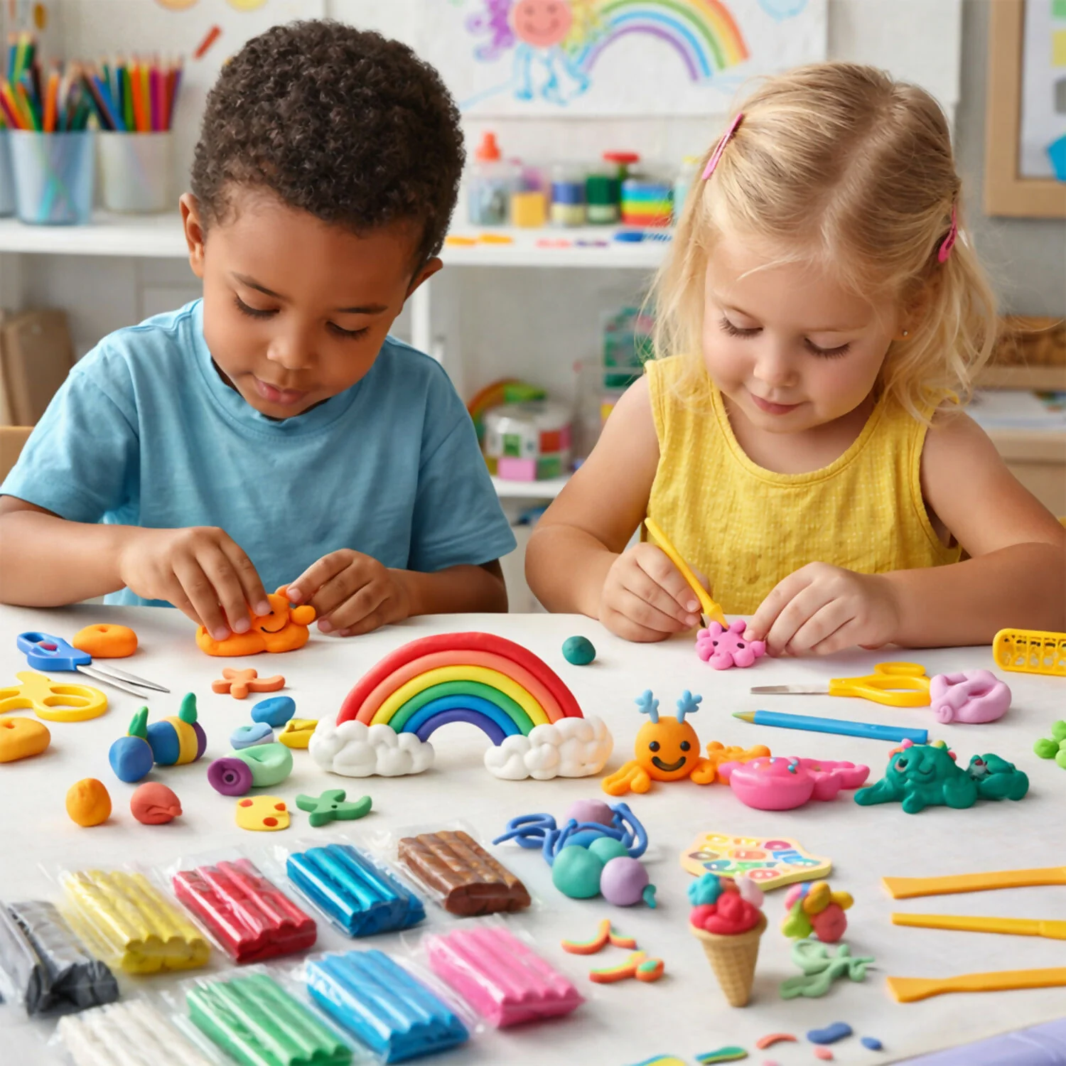 Kids Soft Modelling Clay Multi-Color DIY Art & Craft Kit for Creative Learning - Image 2
