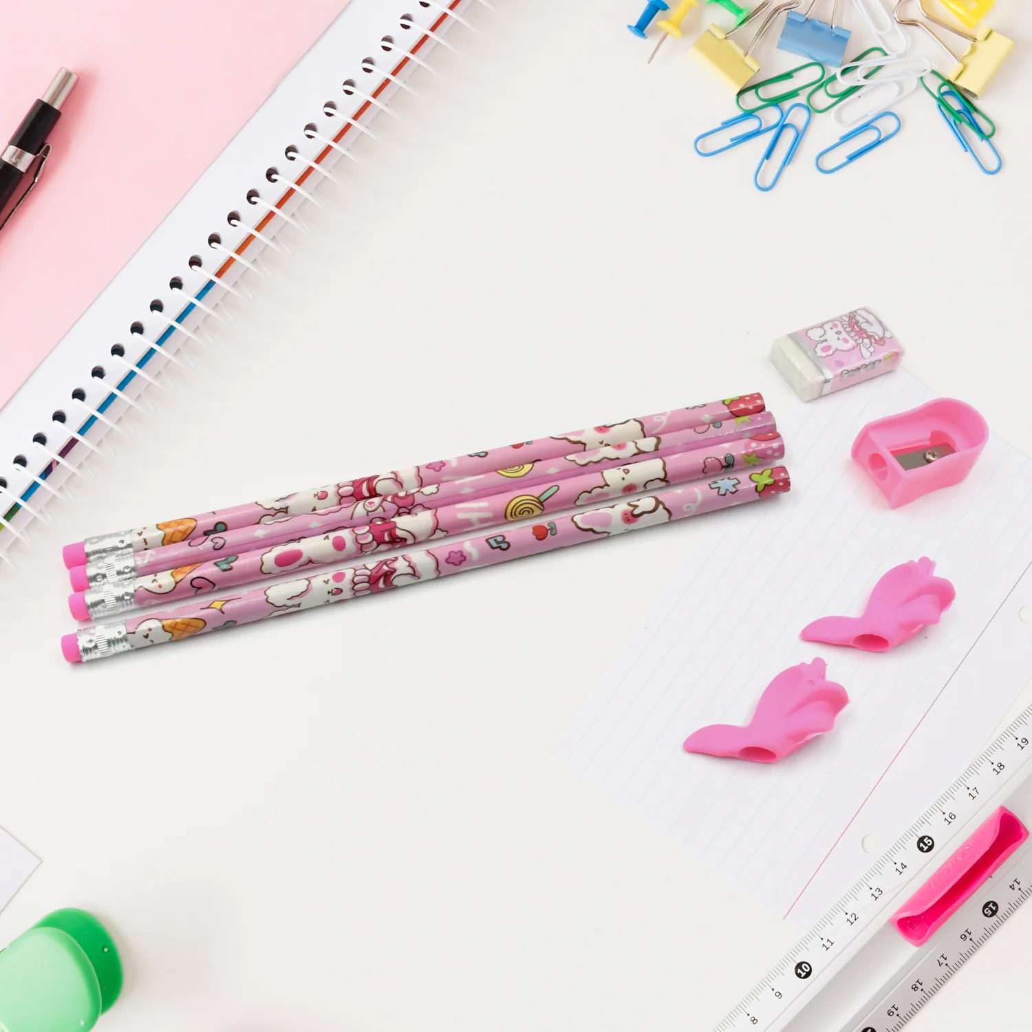 Kids' Stationery Kit: Wooden Pencils, Sharpener, Eraser, Diary (9 Pc Set) - Image 6