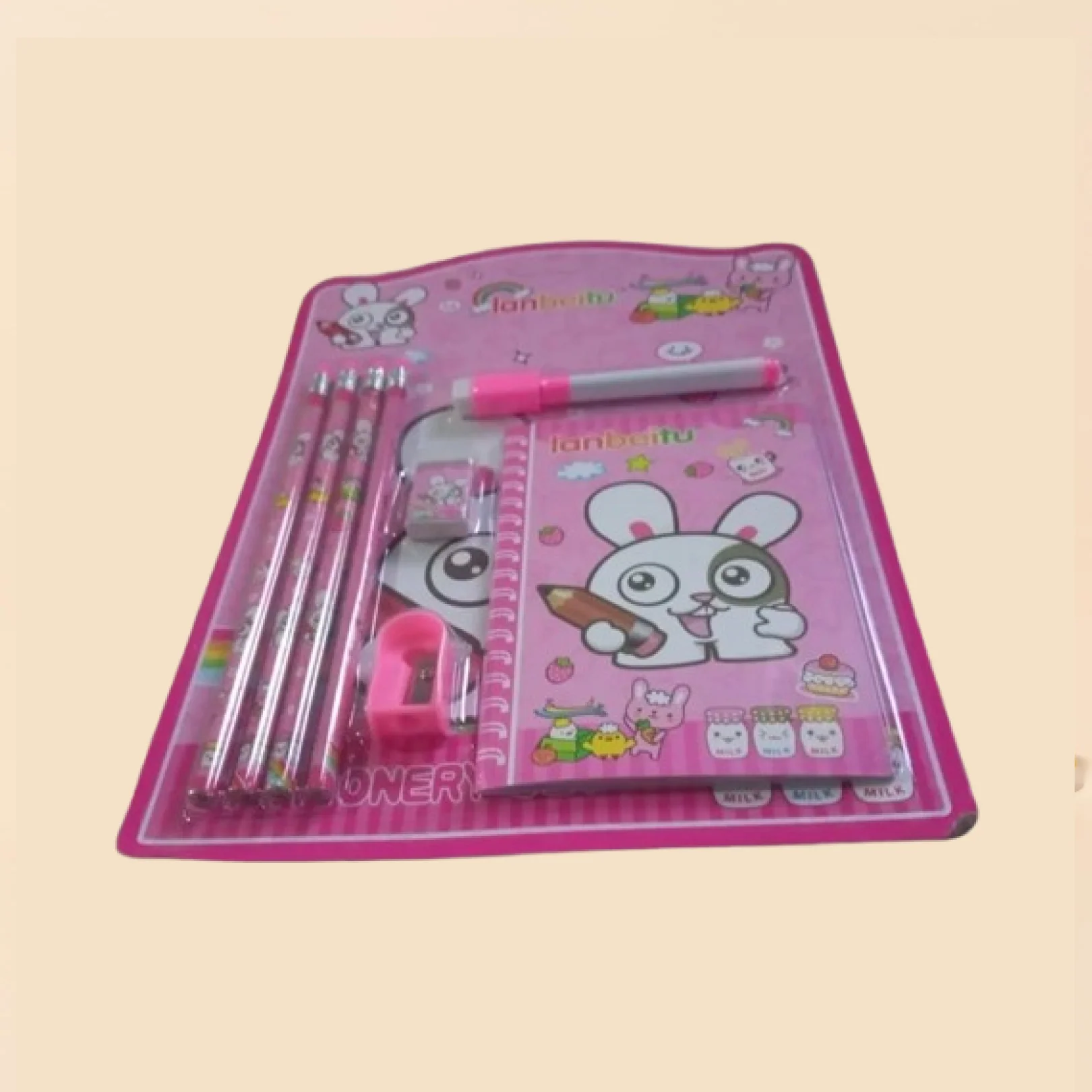 Kids' Stationery Kit: Wooden Pencils, Sharpener, Eraser, Diary (8 Pc Set) - Image 4