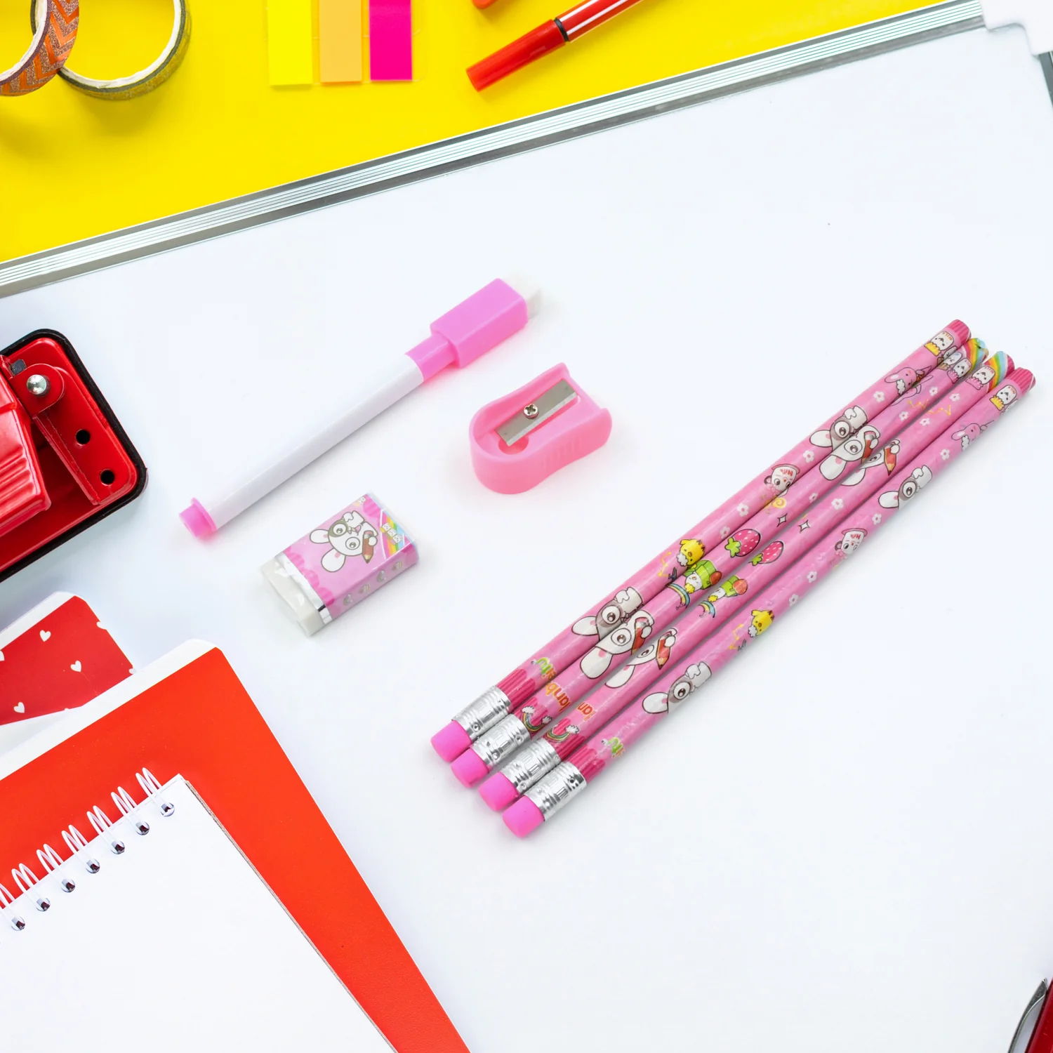 Kids' Stationery Kit: Wooden Pencils, Sharpener, Eraser, Diary (8 Pc Set) - Image 7