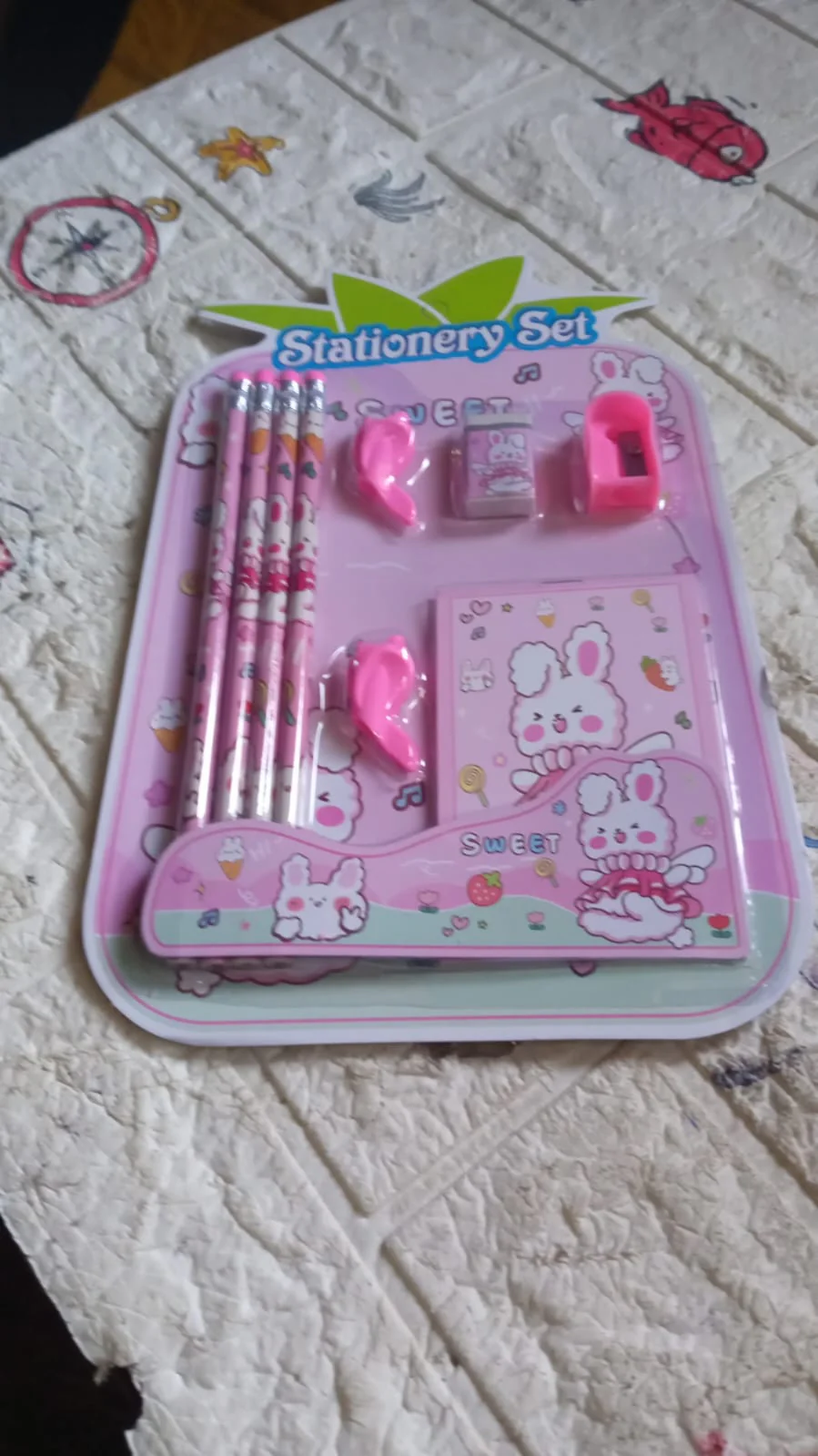 Kids' Stationery Kit: Wooden Pencils, Sharpener, Eraser, Diary (9 Pc Set) - Image 9
