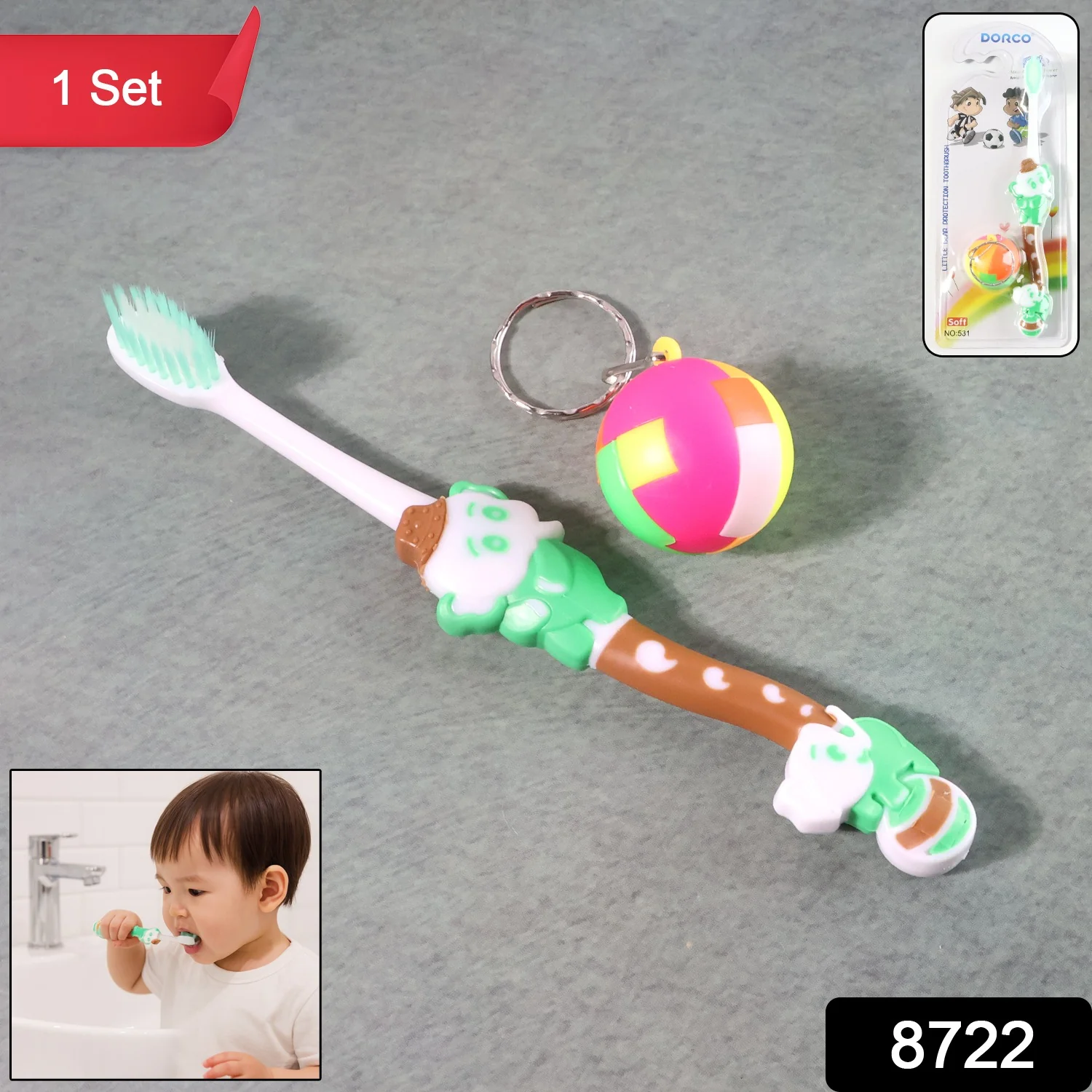 Kids Toothbrush and Ball Keychain Toy Set - Image 2
