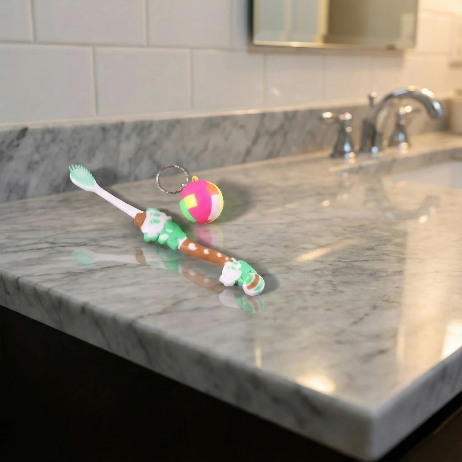 Kids Toothbrush and Ball Keychain Toy Set - Image 3