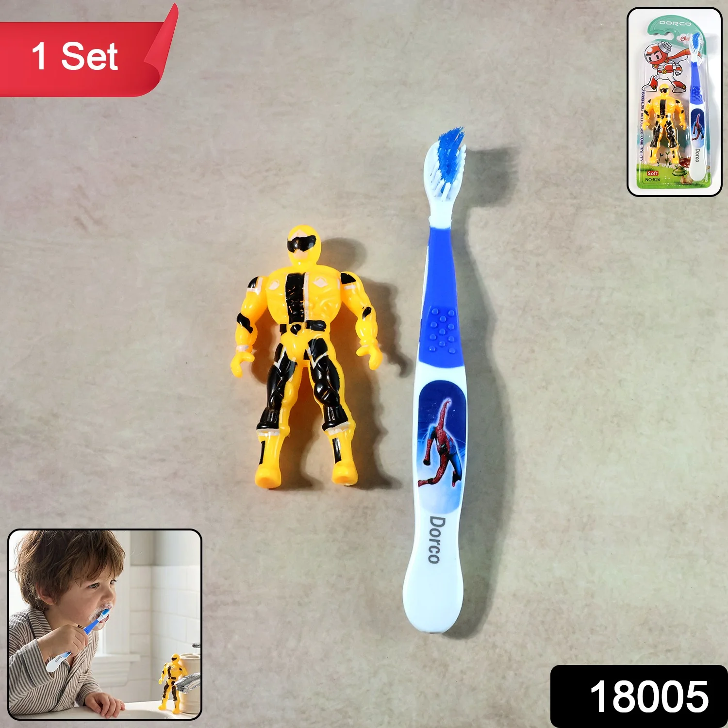 Kids Toothbrush Set with Cartoon Robot Toy - Image 2