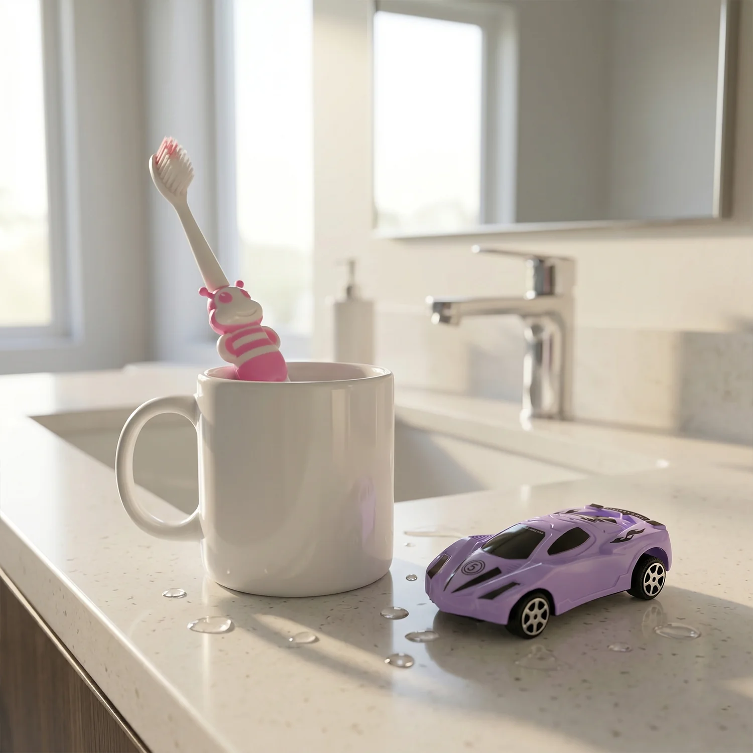 Kids Toothbrush with Cartoon Car (2 Pc Set) - Image 3