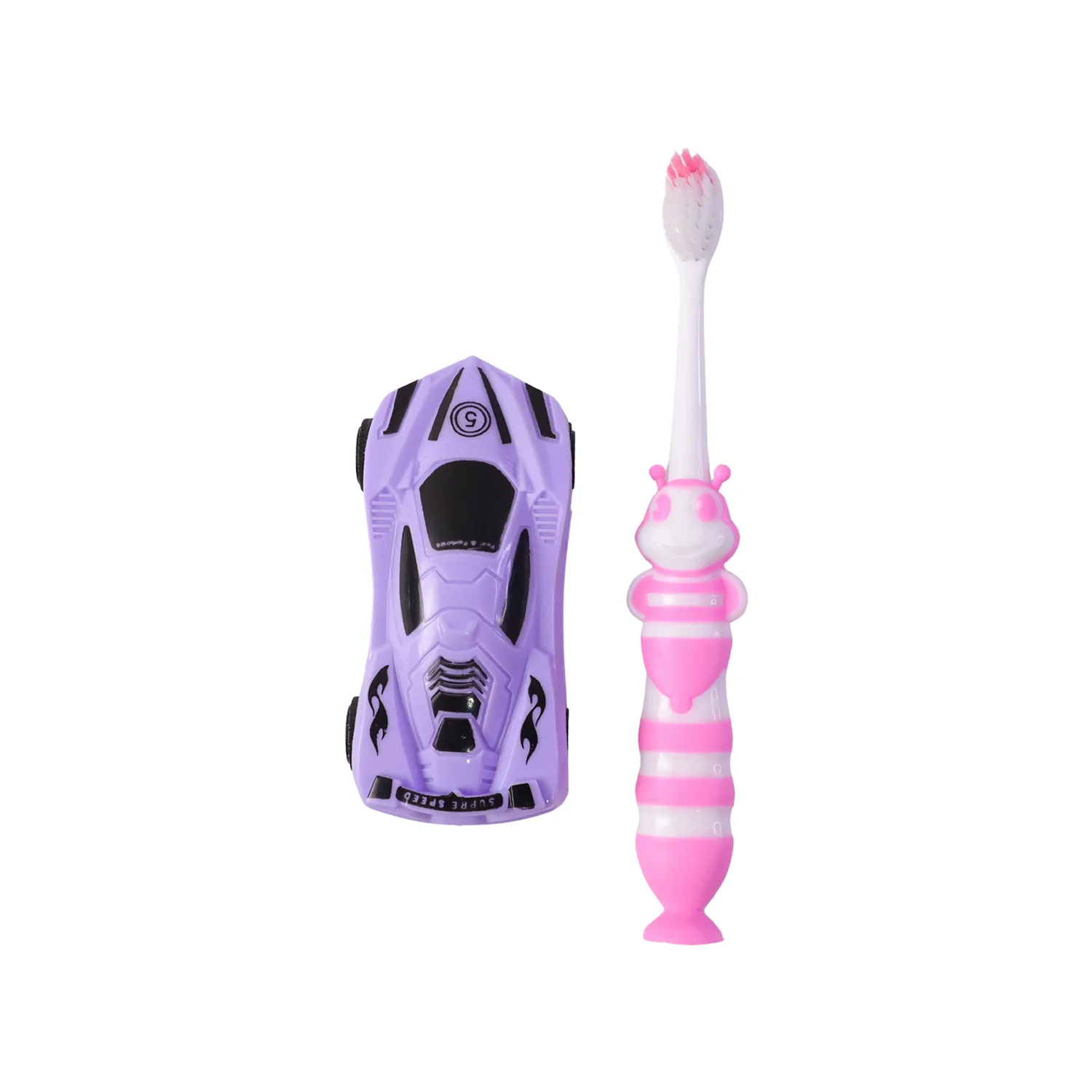 Kids Toothbrush with Cartoon Car (2 Pc Set) - Image 4