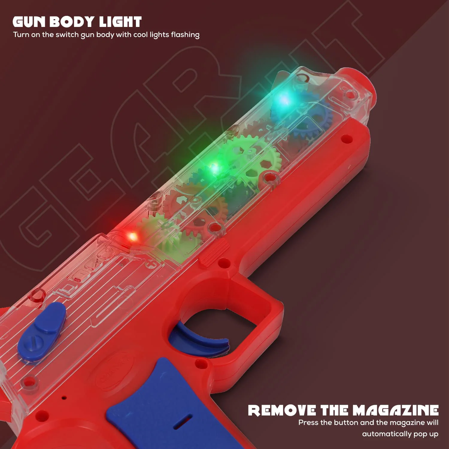 Plastic Gear Simulation Laser Toy Gun – 3D Lights, Music & Rotating (1 Pc, 3+ Years) - Image 7