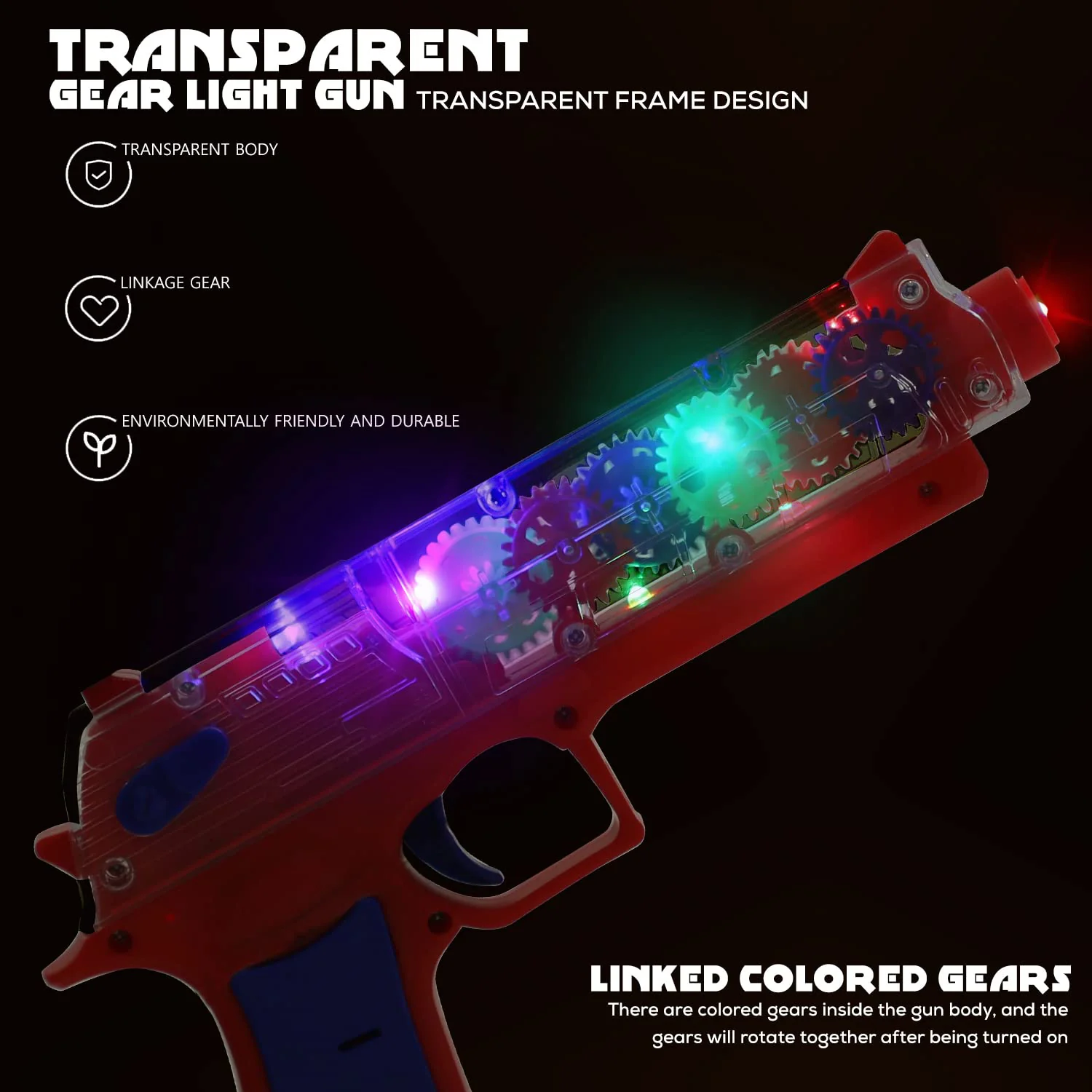 Plastic Gear Simulation Laser Toy Gun – 3D Lights, Music & Rotating (1 Pc, 3+ Years) - Image 8