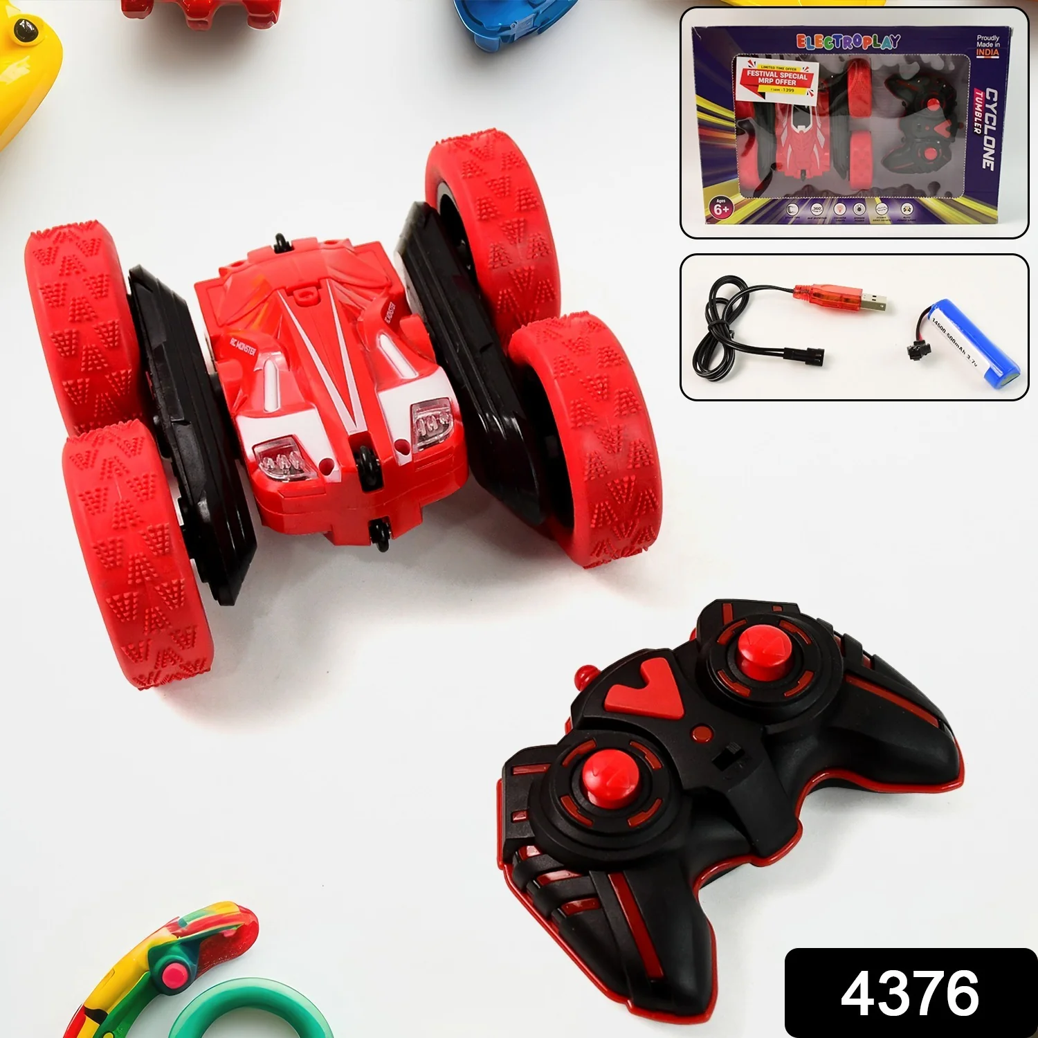 Electroplay Remote Control Car, Double Sided Fast Stunt Car (1 Set) - Image 2