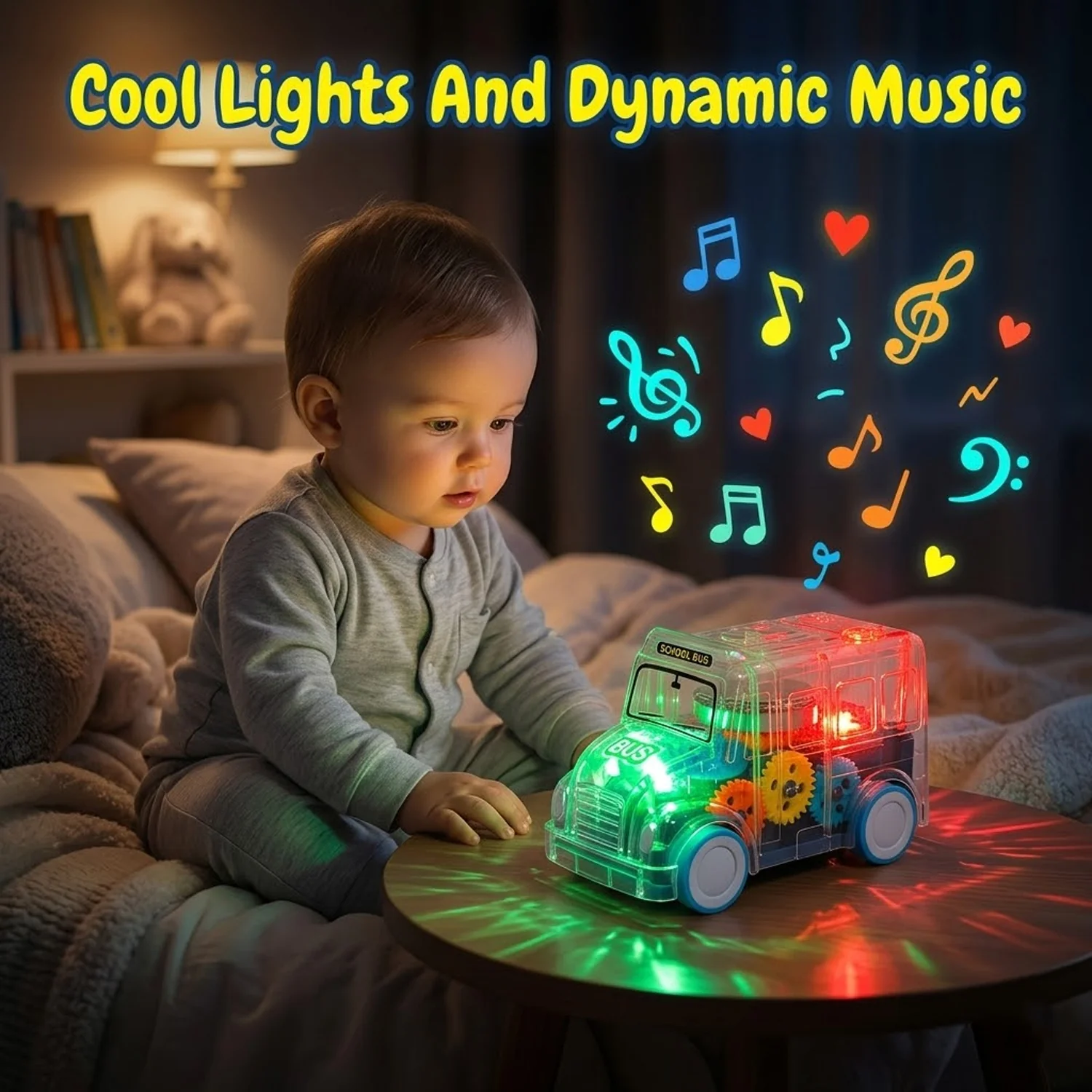 Kids Transparent Musical Light-Up School Bus Toy (1 Pc) - Image 7