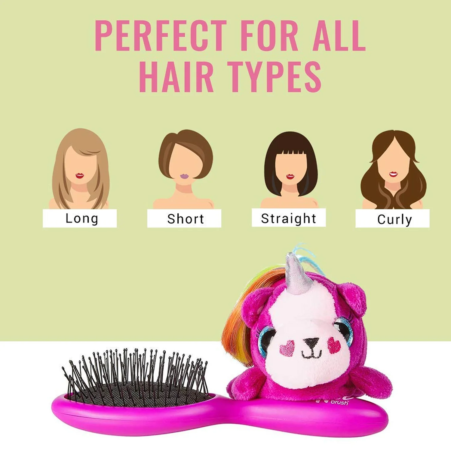 Kids Unicorn Plush Hair Brush - (1 Pc) - Image 7