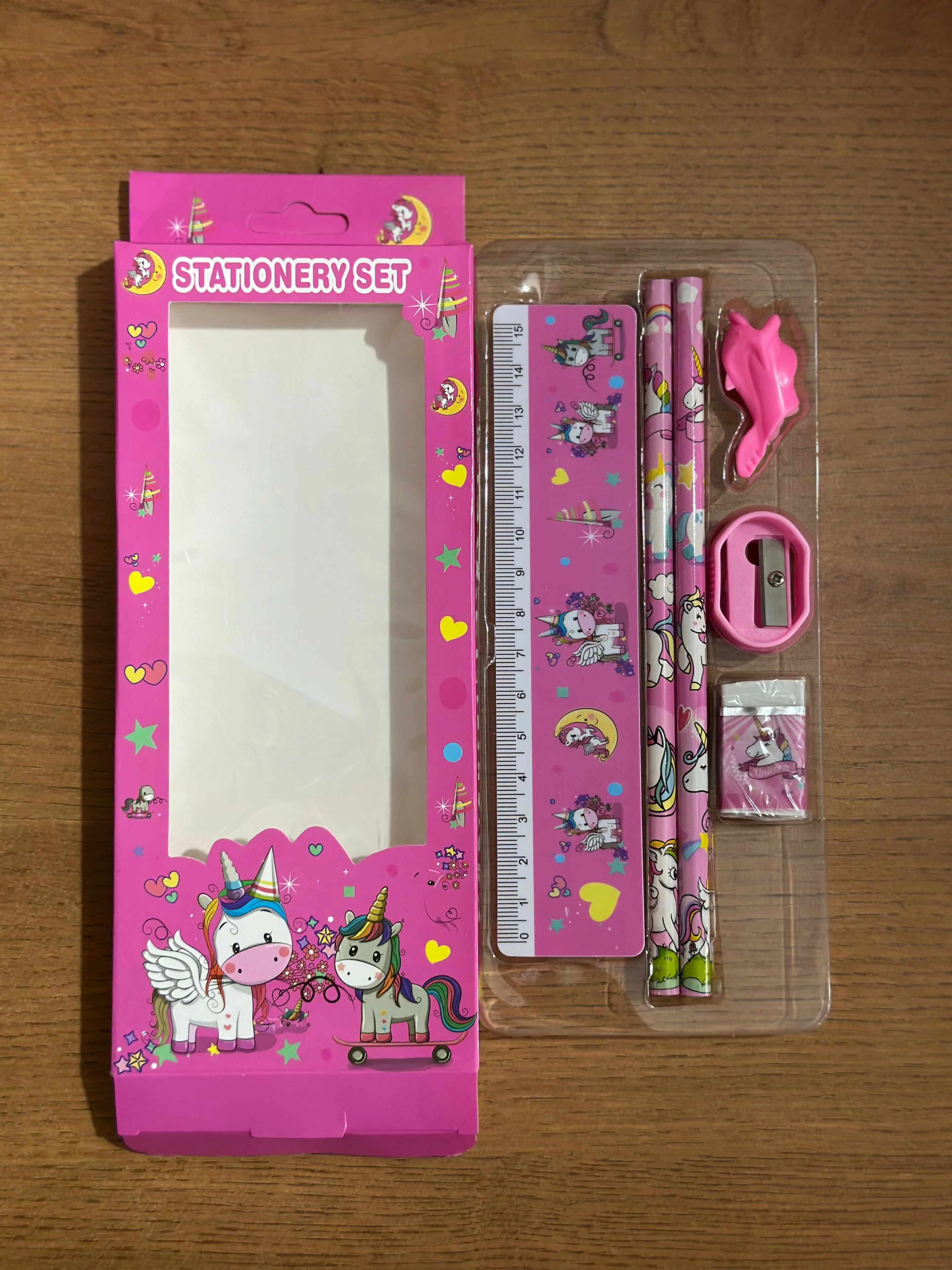 Kids Unicorn Stationery Set with 2 Pencils, Ruler, Eraser & Sharpener - Image 4