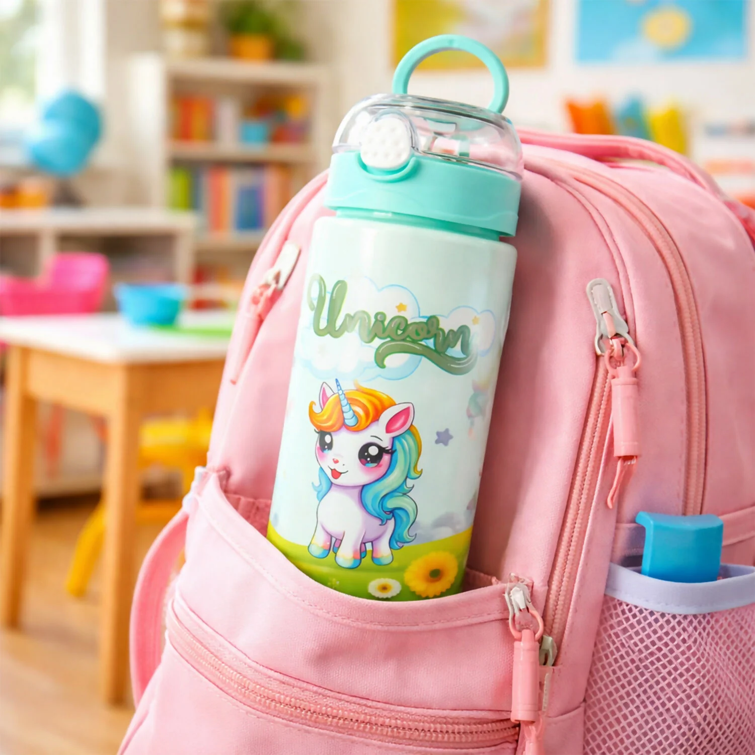 Kids unicorn Water Bottle with Straw Leak Proof BPA Free Sipper (900 Ml) - Image 3