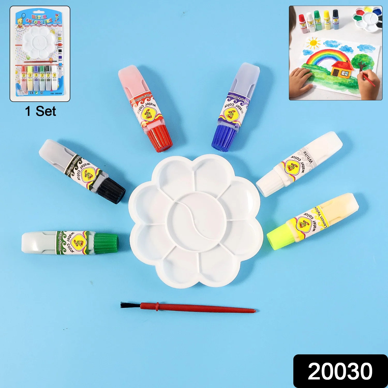 Kids Water Colour Painting Set with Brush & Mixing Palette (1 Set) - Image 2