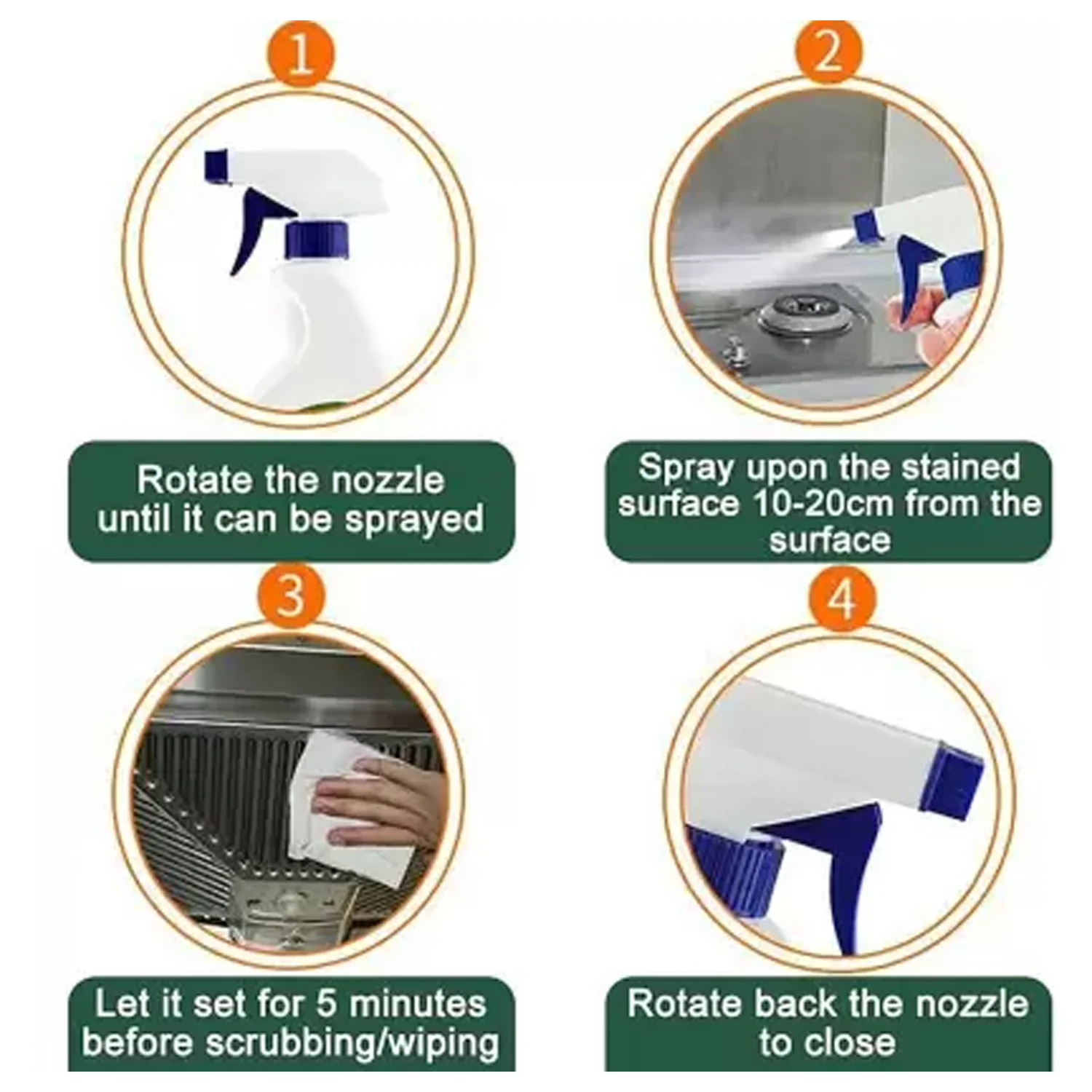 Kitchen Cleaner Spray for Oil & Grease on Stoves (Approx 500ml, Non-toxic) - Image 3