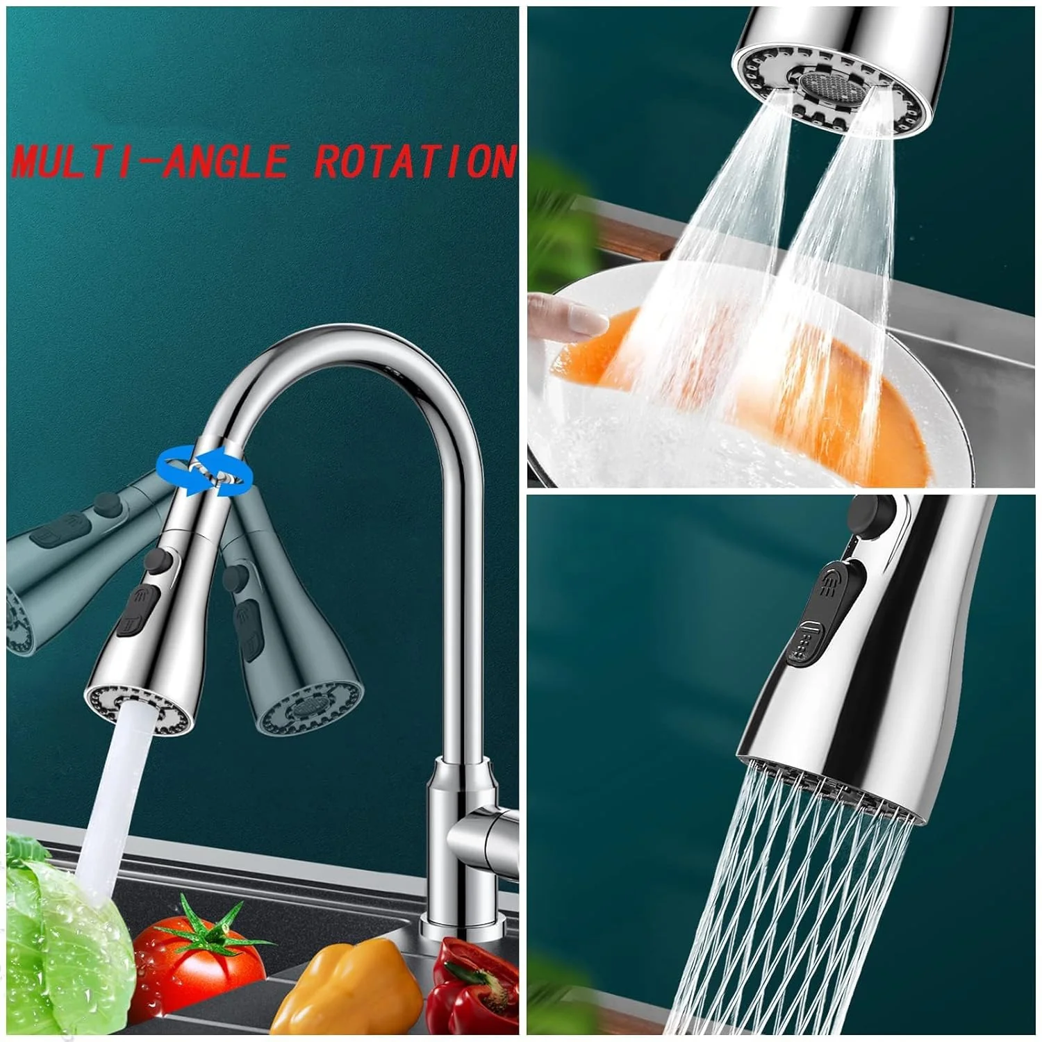 Kitchen Faucet 3-Function Pull Down Sink Sprayer (1 Pc) - Image 3