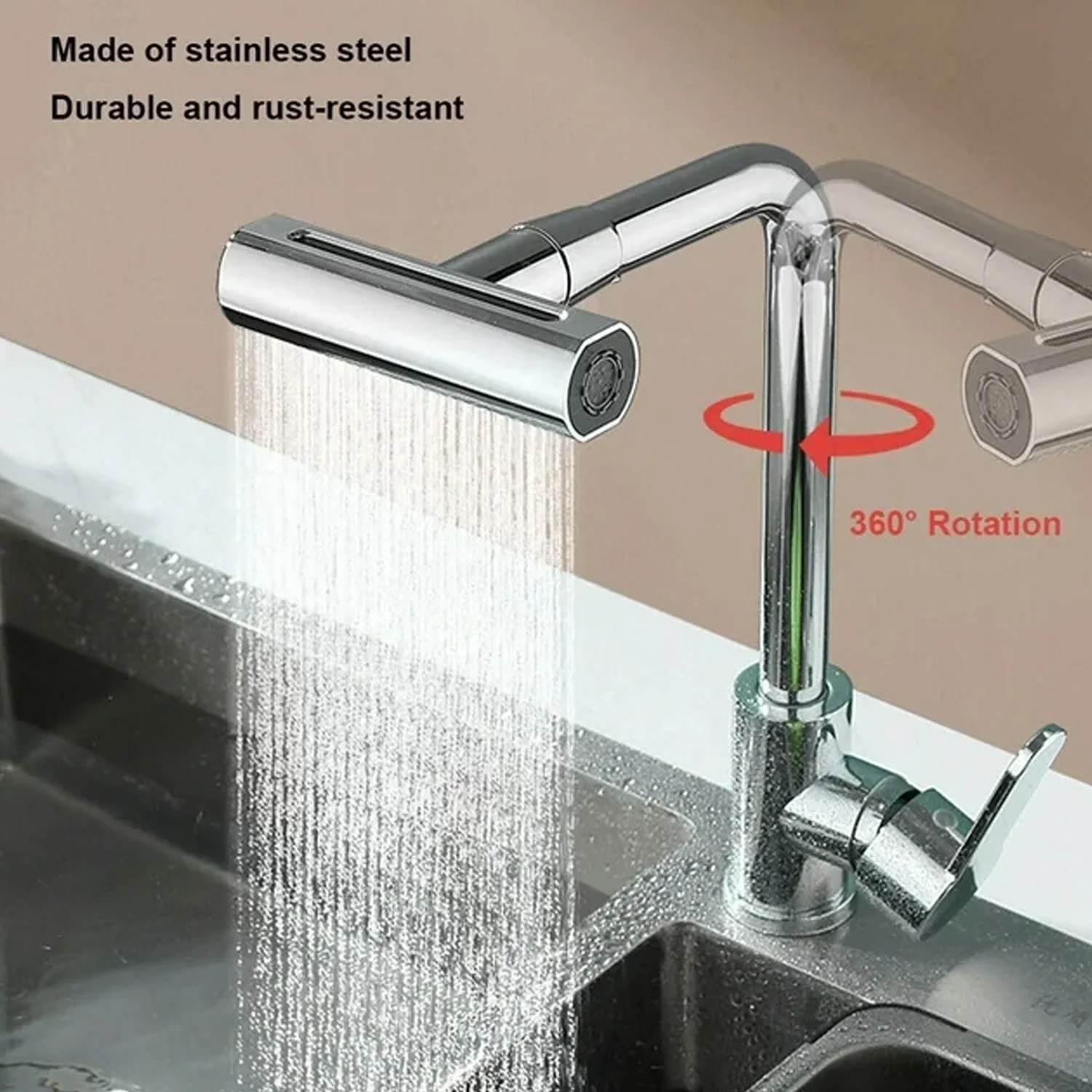 360° Rotating Waterfall Kitchen Faucet – Touch & Swivel Sink Extender (4 In 1 ) - Image 3