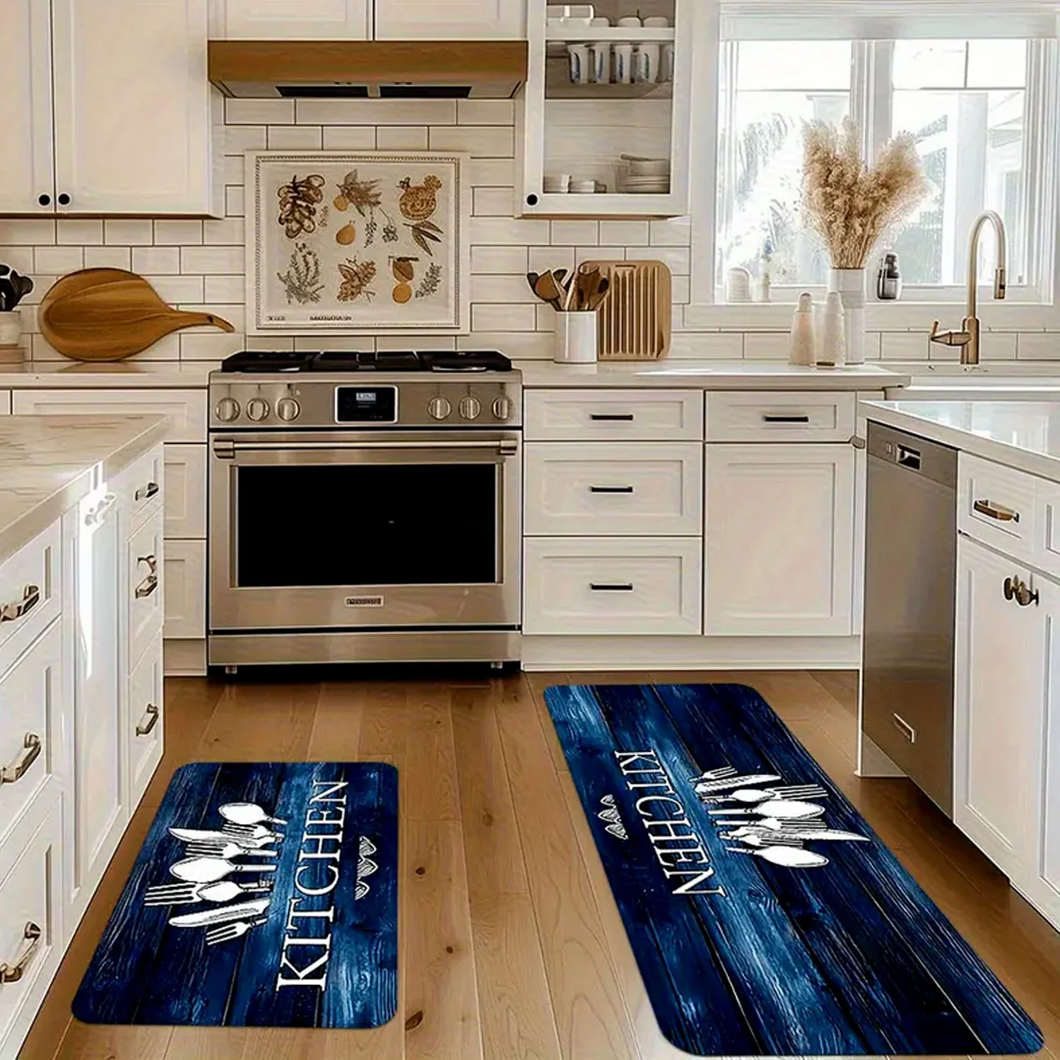 Kitchen Floor Mat Non-Slip Printed Runner Rugs (3 Pc) - Image 3