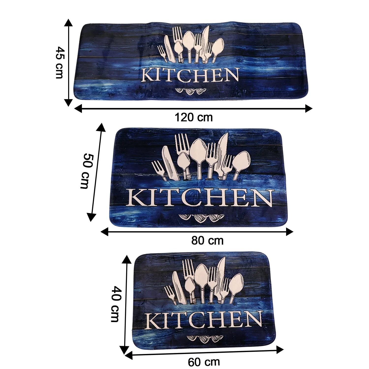 Kitchen Floor Mat Non-Slip Printed Runner Rugs (3 Pc) - Image 4