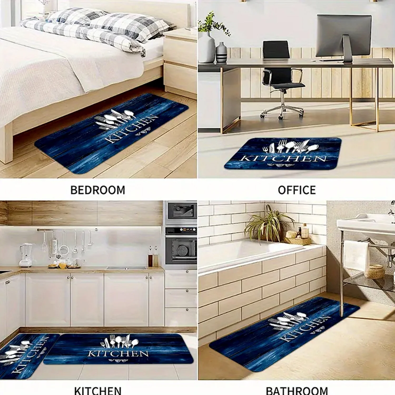 Kitchen Floor Mat Non-Slip Printed Runner Rugs (3 Pc) - Image 6