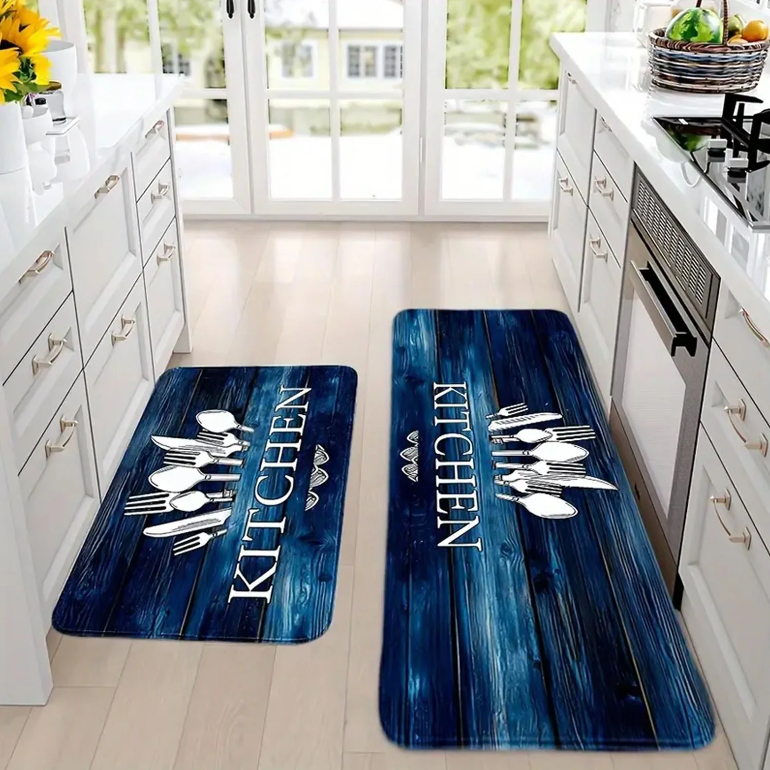 Kitchen Floor Mat Non-Slip Printed Runner Rugs (3 Pc) - Image 7