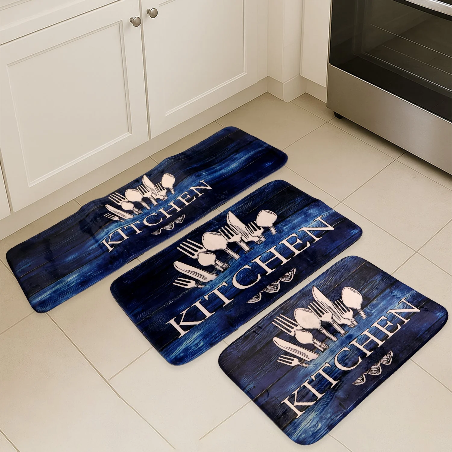 Kitchen Floor Mat Non-Slip Printed Runner Rugs (3 Pc) - Image 8
