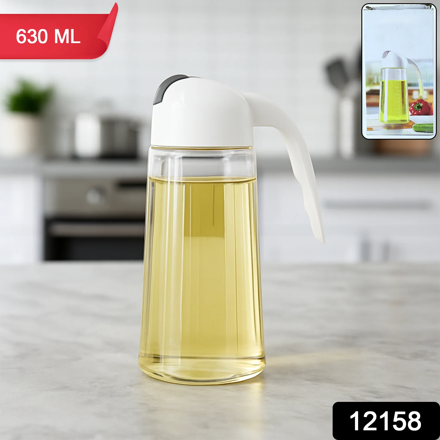 Kitchen Glass Oil Bottle Dispenser Automatic Opening Bottles  630 ML - Image 2