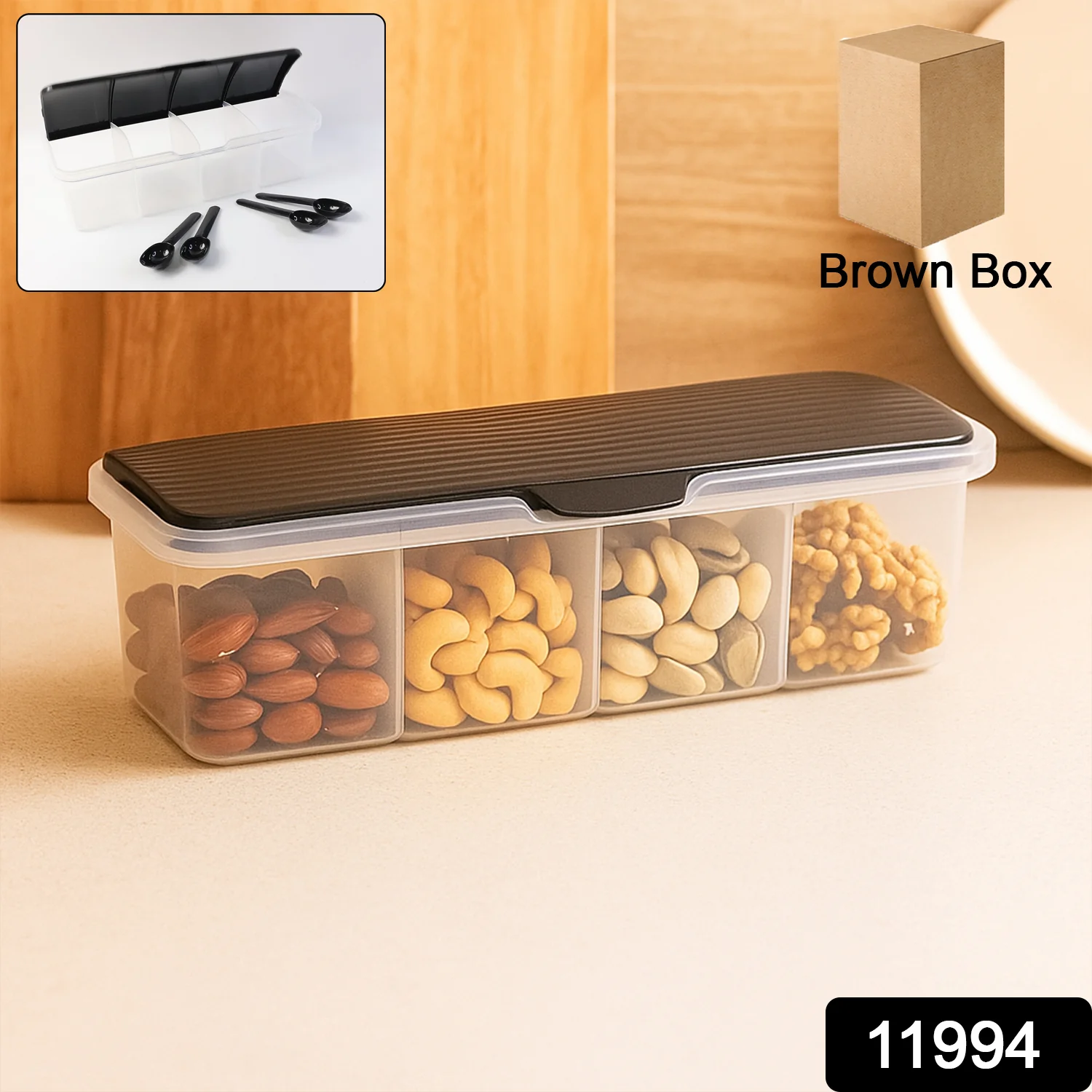Kitchen Multipurpose Air-tight 4 Sections Storage Containers / Masala Box (1 Set) - Image 2