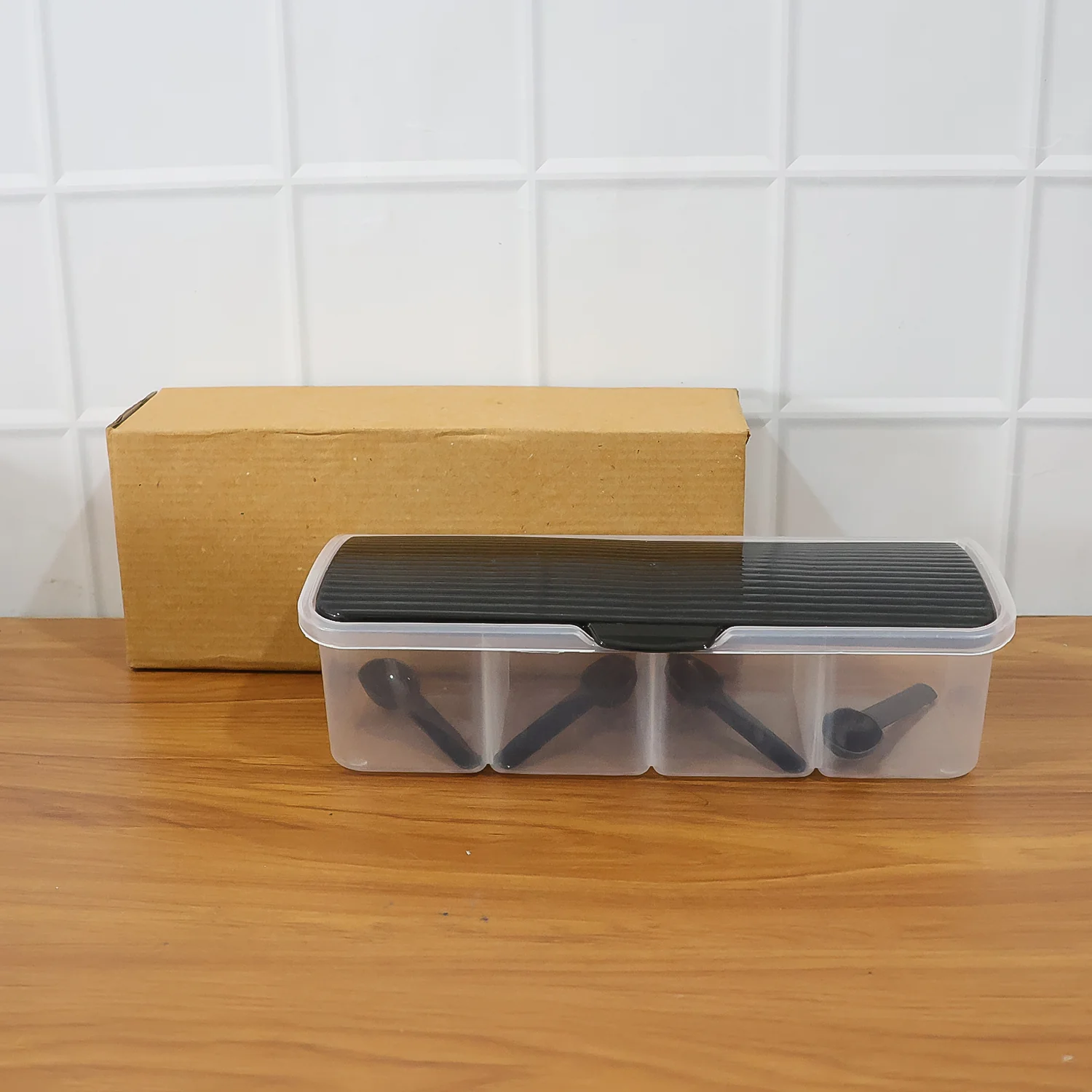 Kitchen Multipurpose Air-tight 4 Sections Storage Containers / Masala Box (1 Set) - Image 8