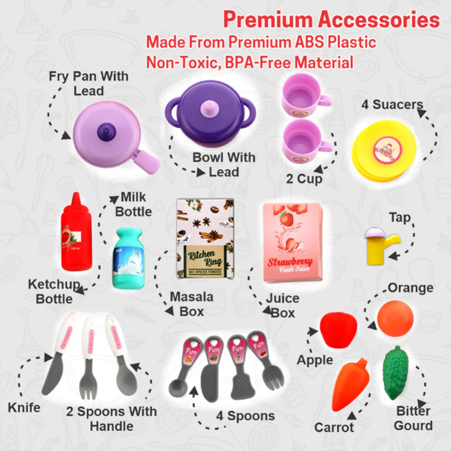 Kitchen Set Kids with Suitcase Role Play Cooking Toy for Girls & Boys (3+) - Image 3
