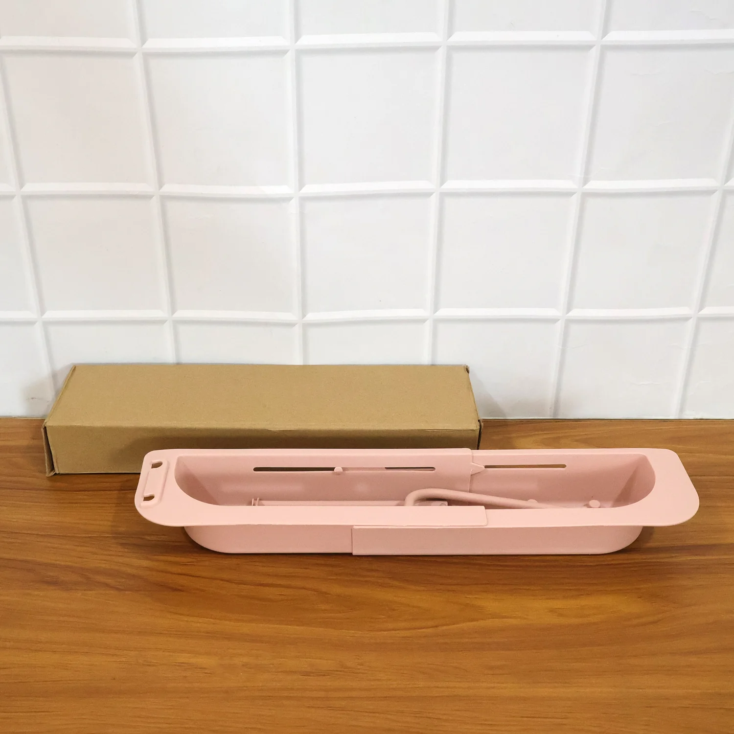 Kitchen Sink Organizer Rack with Towel Holder & Drain Tray (1 Pc) - Image 9