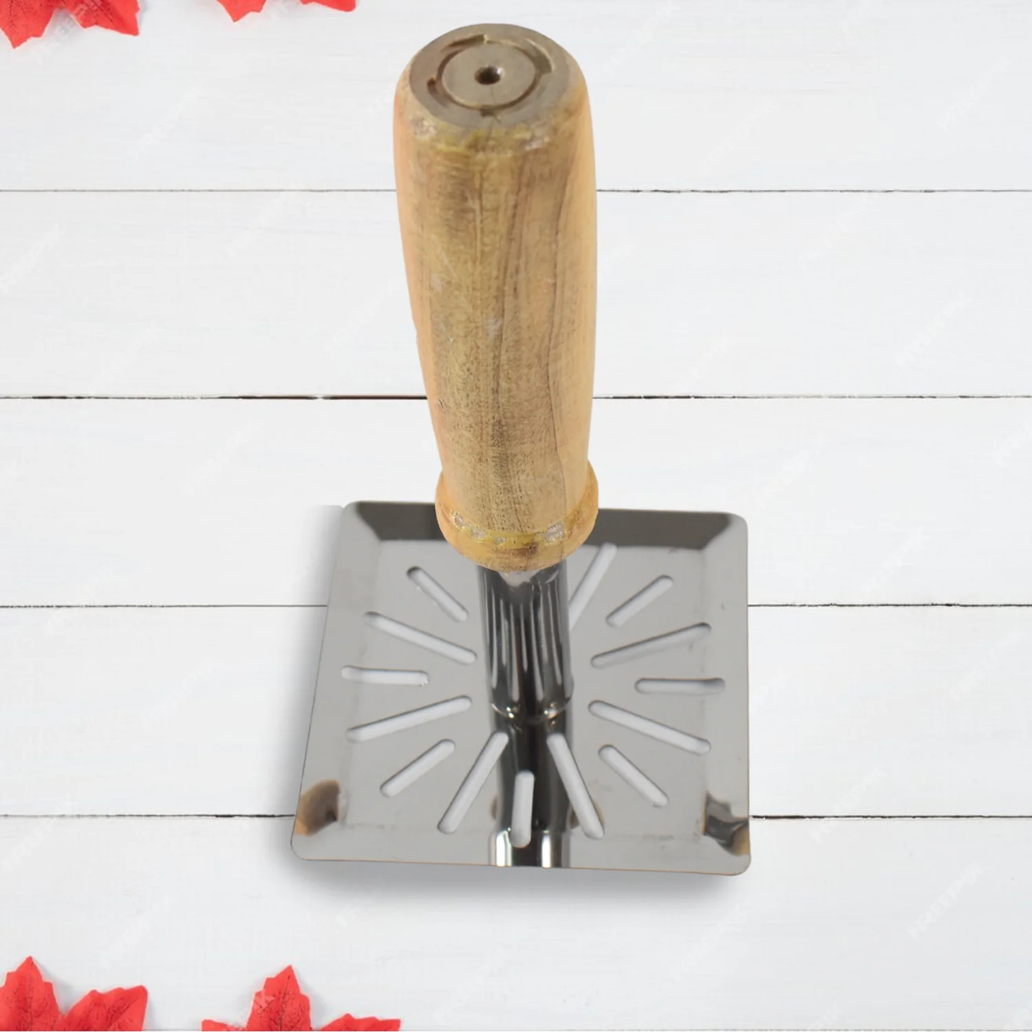 Kitchen Tools Wooden Handle Square Stainless Steel Potato Masher (1 Pc) - Image 5