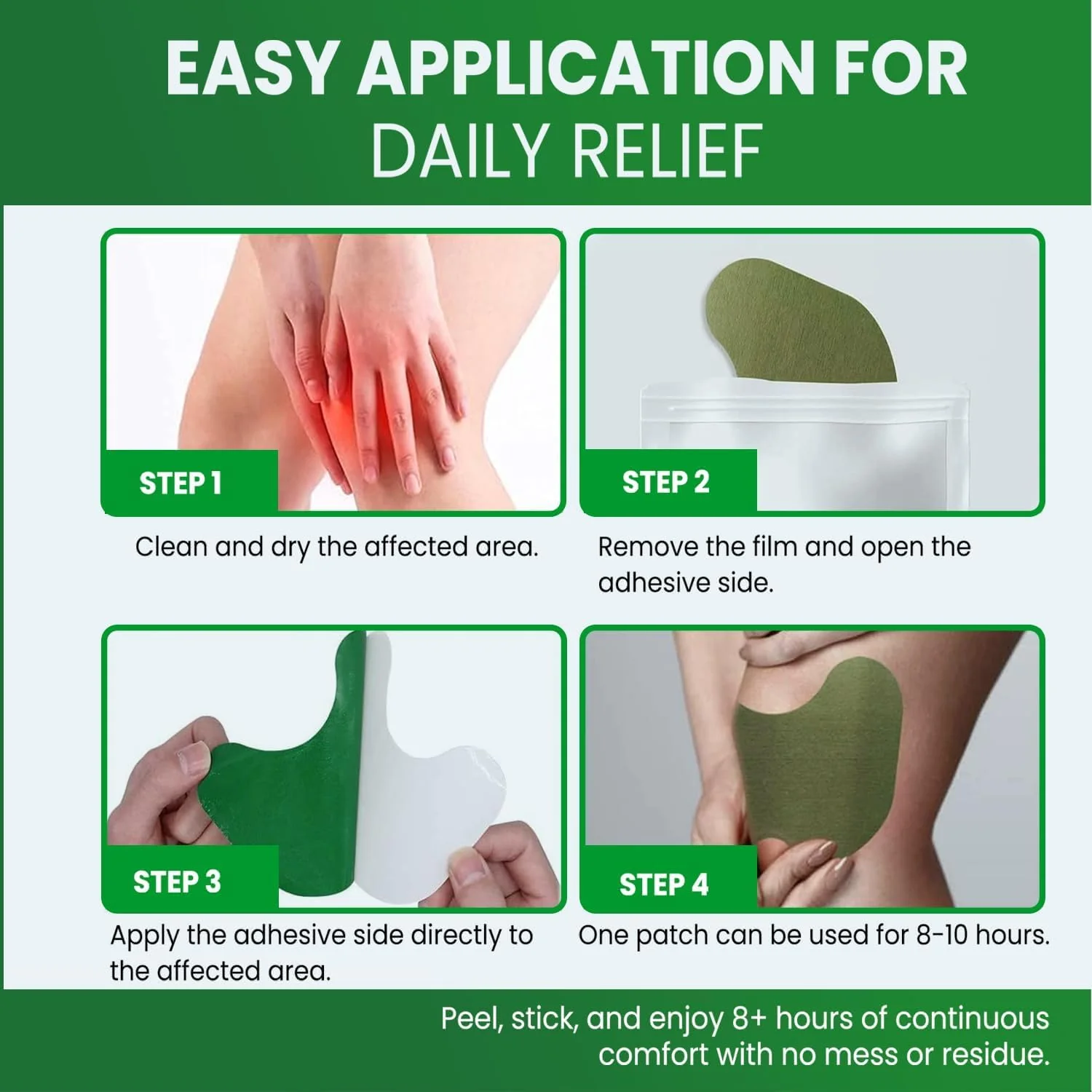Knee Relief Patch Set – Herbal-Infused Adhesive Patches (10 Pc Set) - Image 7