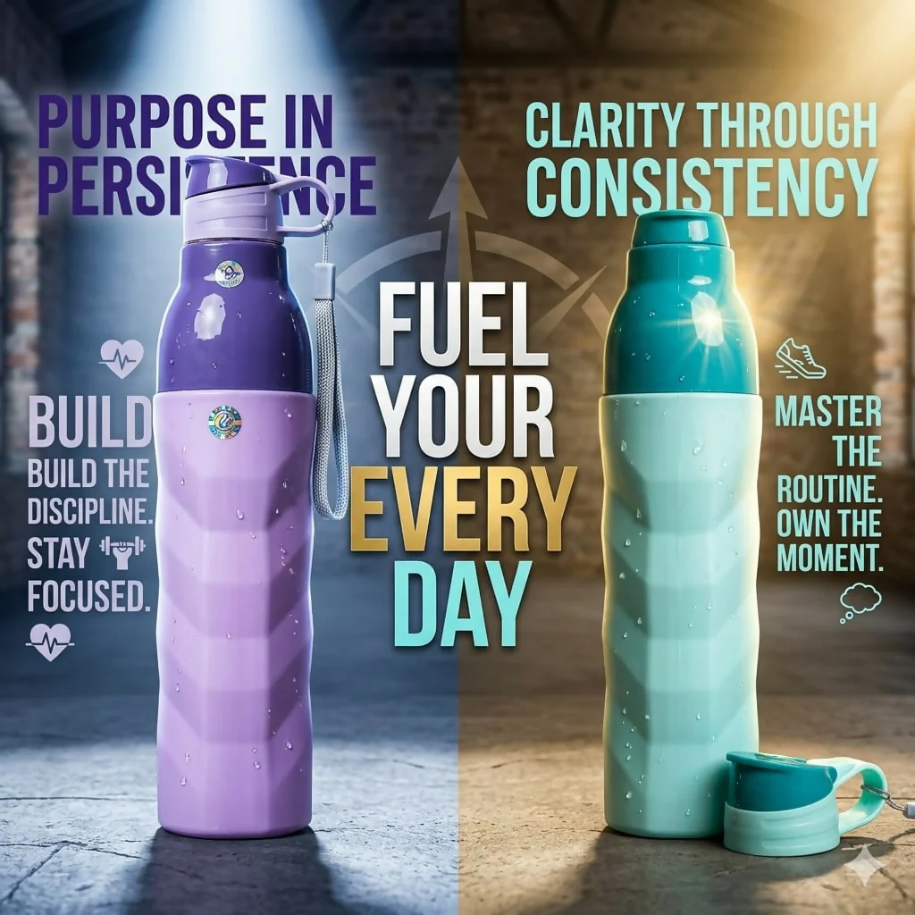 Kohinoor Double Wall Insulated Water Bottle Leak-Proof Sporty Design for Gym Office & Travel (1000ml) (Any One Bottle) - Image 4