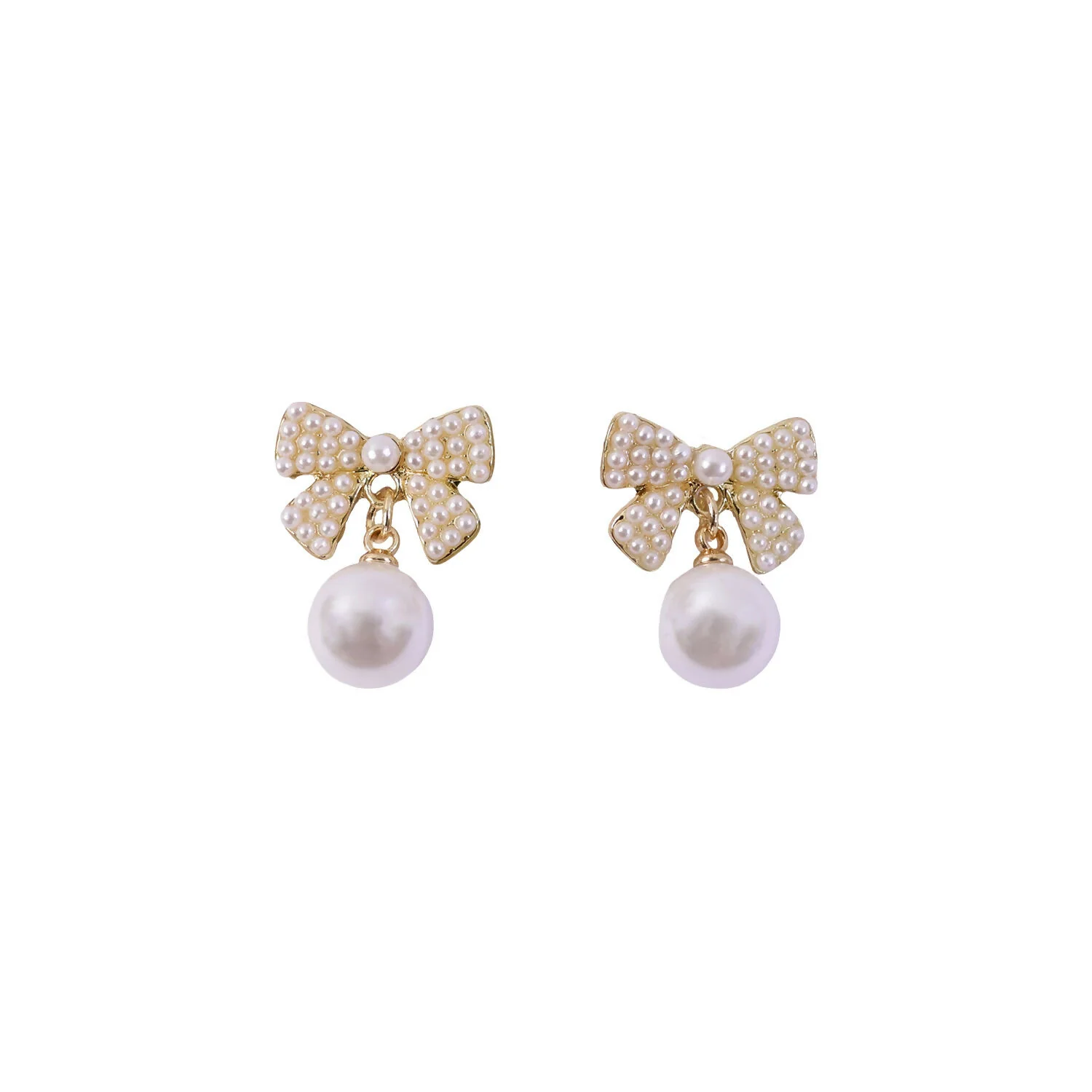 Korean Crystal Ribbon Bow & Drop Pearl Studs For Girls And Women - Image 5