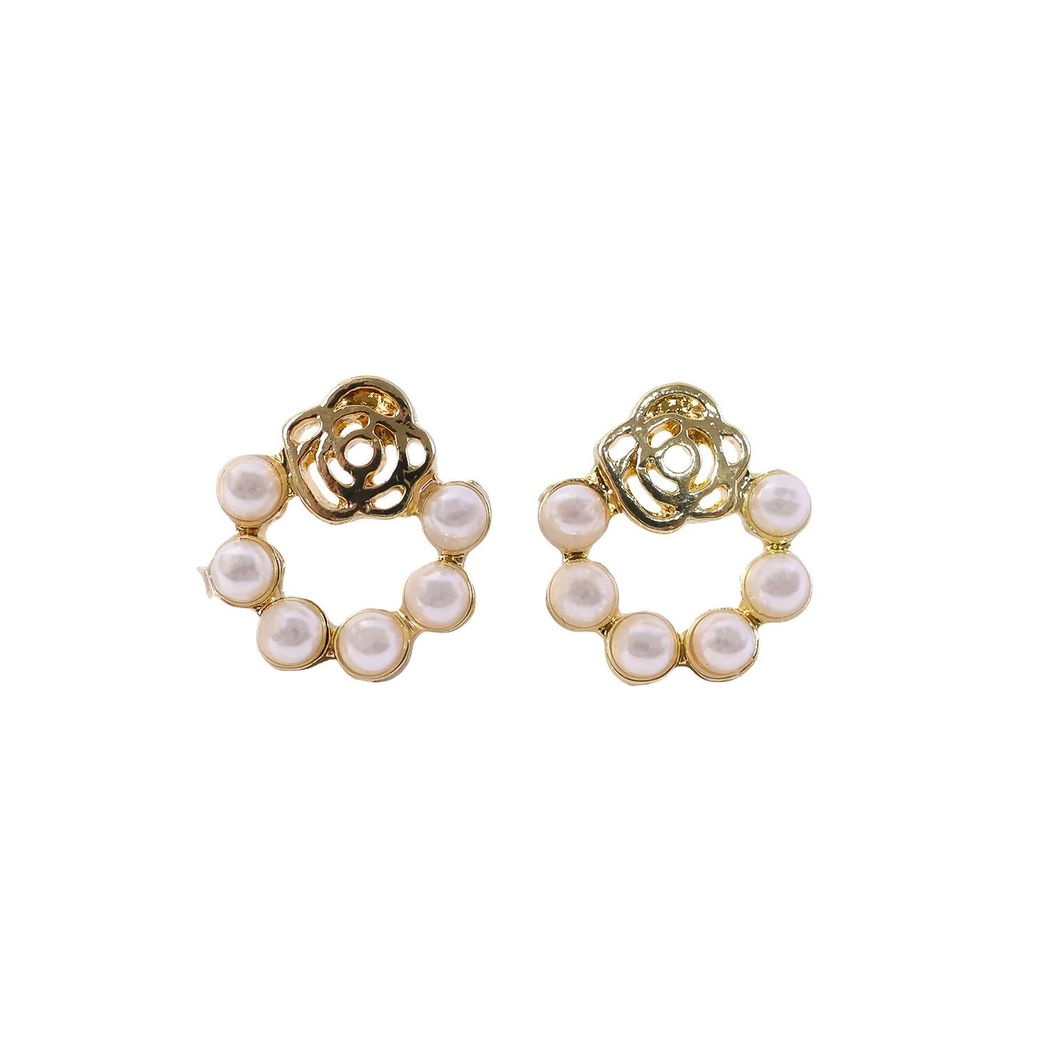Korean Rose-Garden Pearl Wreath Studs For Girls And Women - Image 5