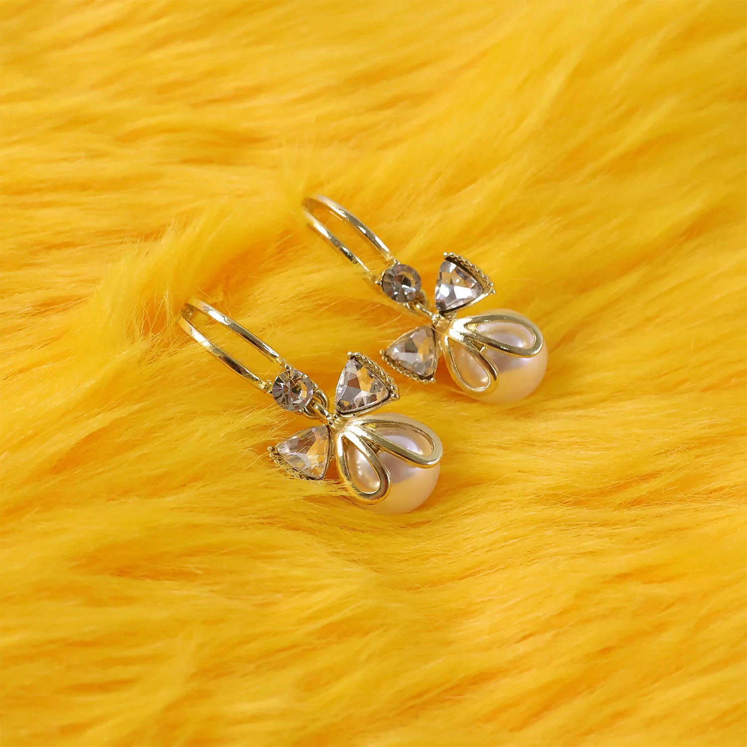 Korean Style Bow Pearl Drop Earrings for Women & Girls - Image 2