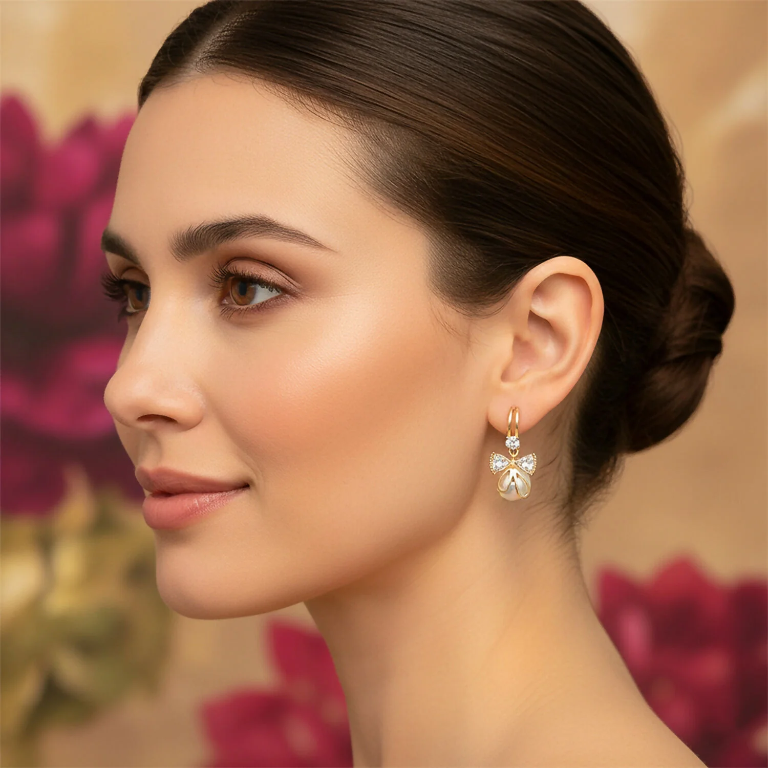 Korean Style Bow Pearl Drop Earrings for Women & Girls - Image 3