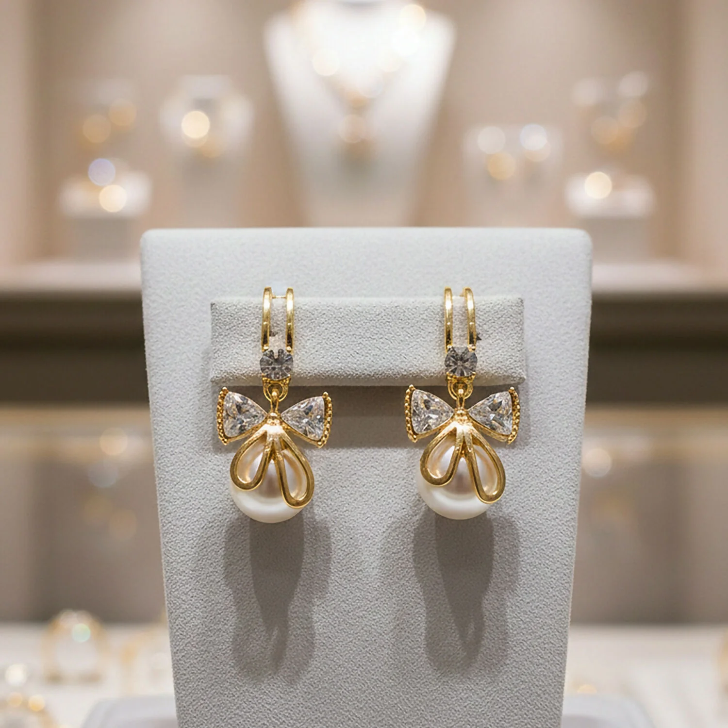 Korean Style Bow Pearl Drop Earrings for Women & Girls - Image 4