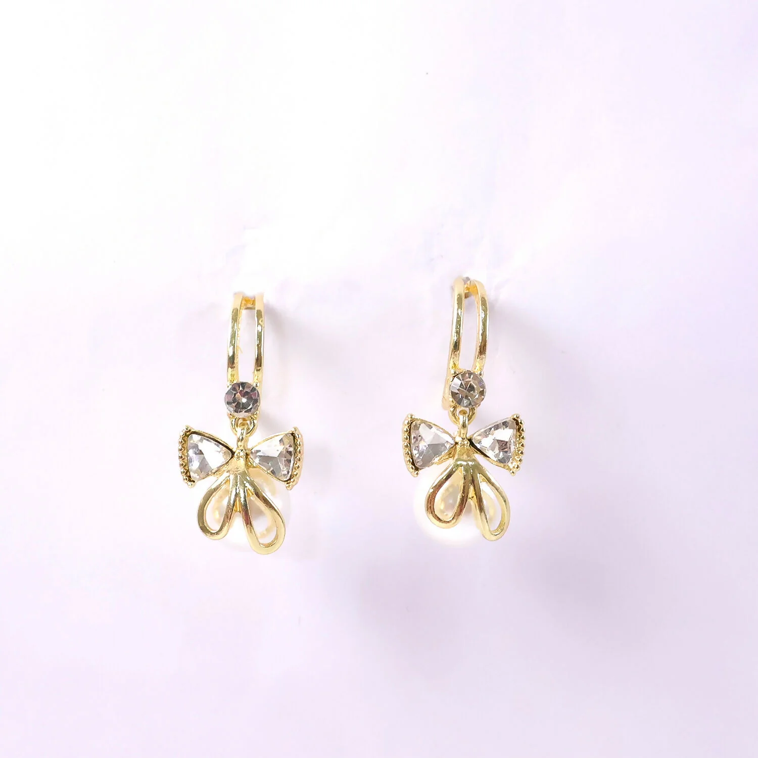 Korean Style Bow Pearl Drop Earrings for Women & Girls - Image 5