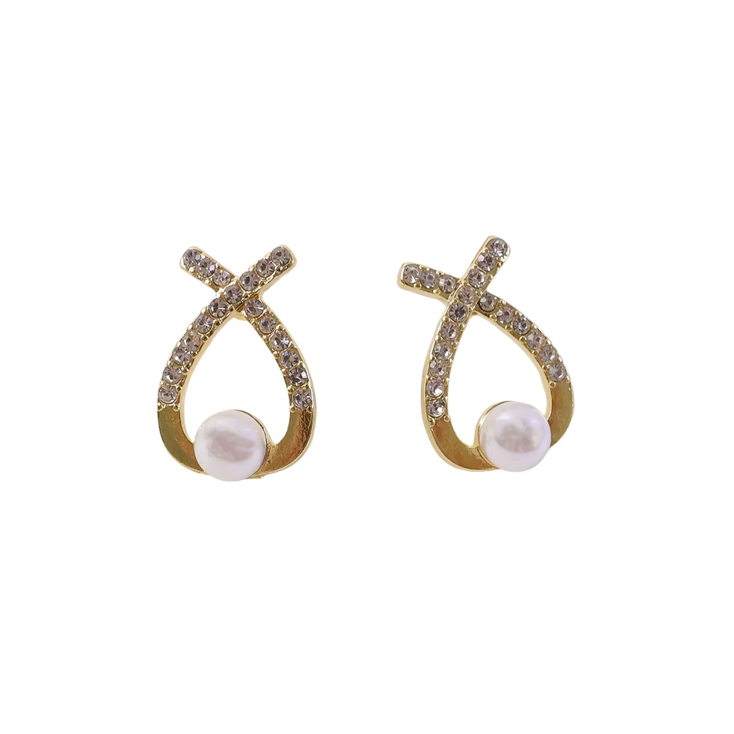 Korean Style Crystal Pearl Drop Stud Earrings for Women & Girls - Image 5