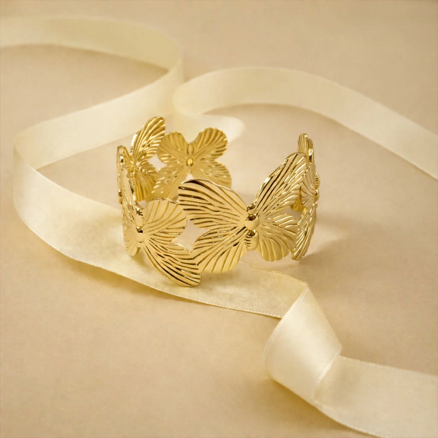 Korean Style Floral Gold Plated Bracelet for Women & Girls - Image 2