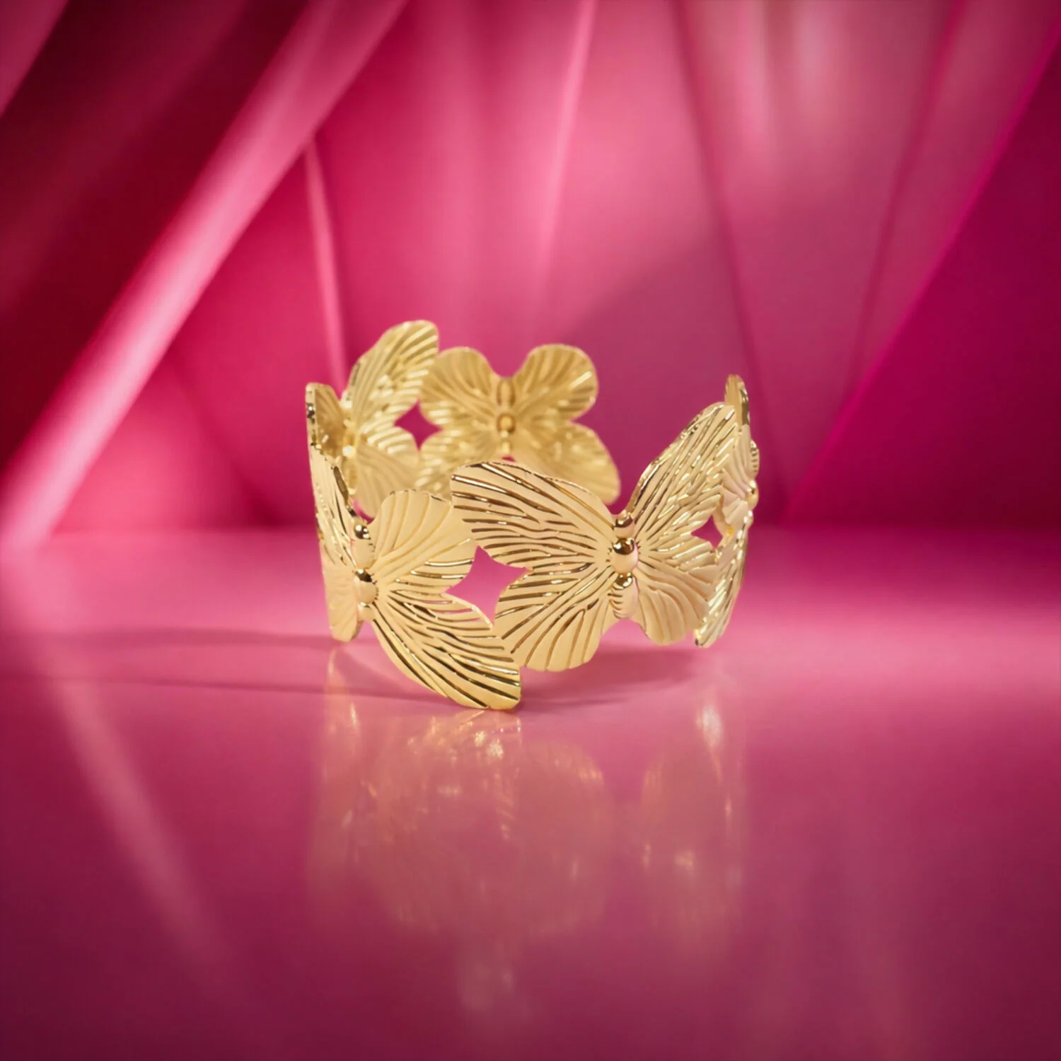 Korean Style Floral Gold Plated Bracelet for Women & Girls - Image 3