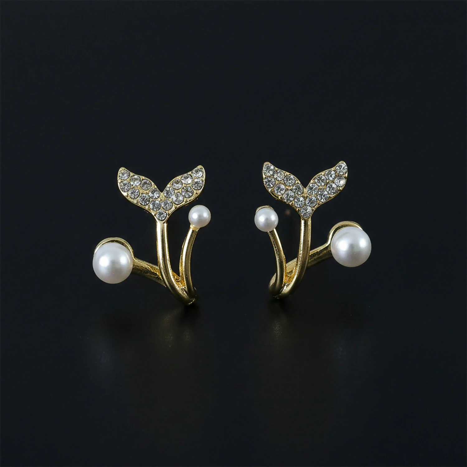 Korean Style Mermaid Tail Pearl Stud Earrings for Women & Girls - Image 3