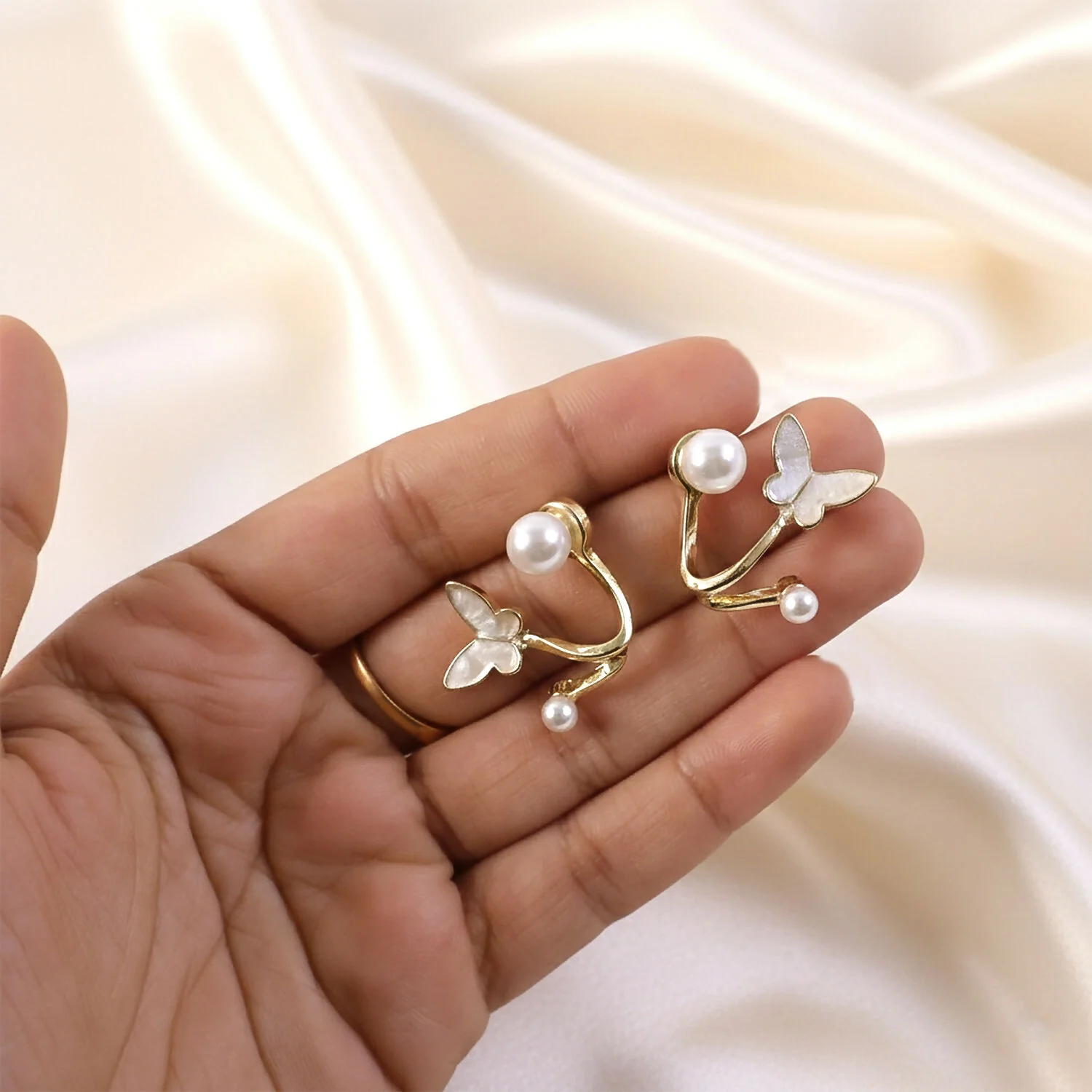 Korean Style Multi Layer Crystal Hoop Earrings for Women & Girls - Image 3