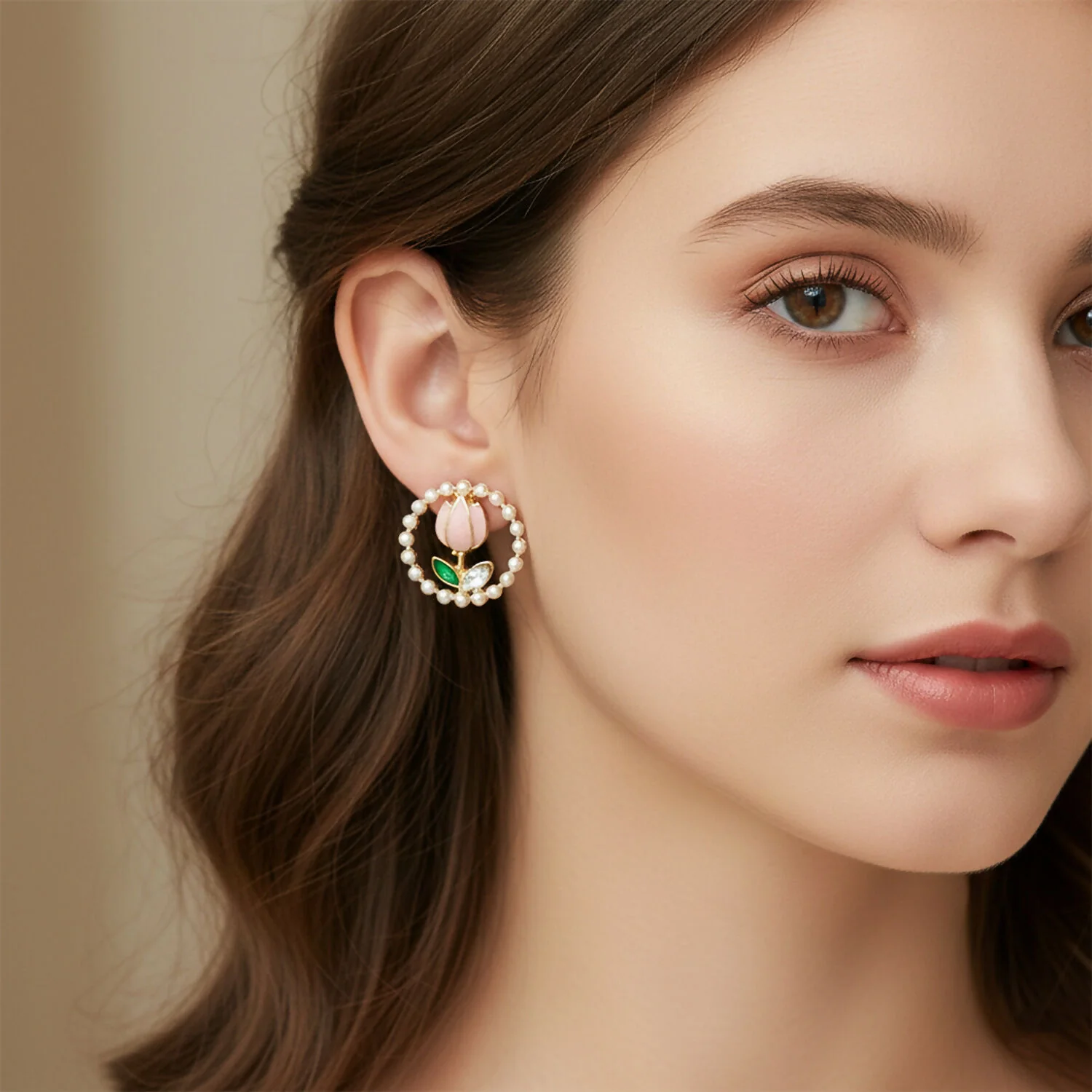 Korean Style Pearl Floral Stud Earrings for Women & Girls - Image 3