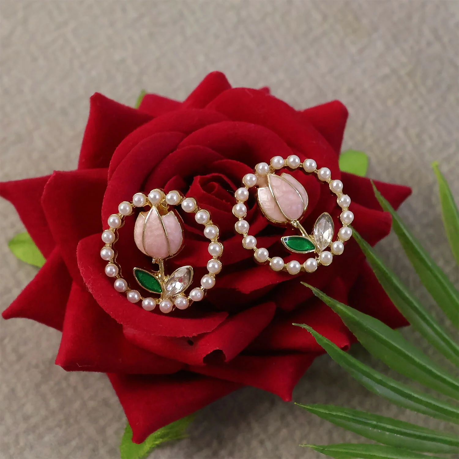 Korean Style Pearl Floral Stud Earrings for Women & Girls - Image 4