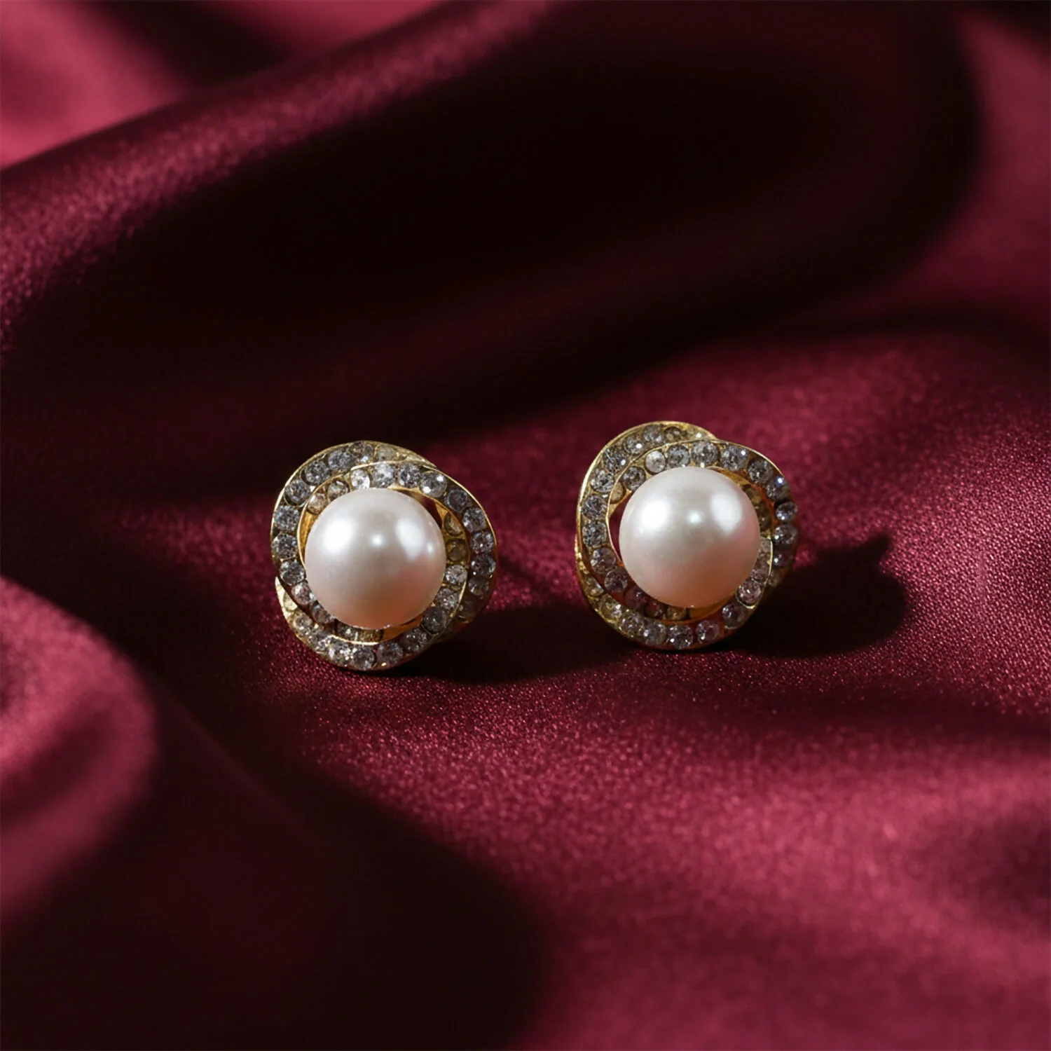 Korean Style Pearl Floral Stud Earrings for Women & Girls - Image 2